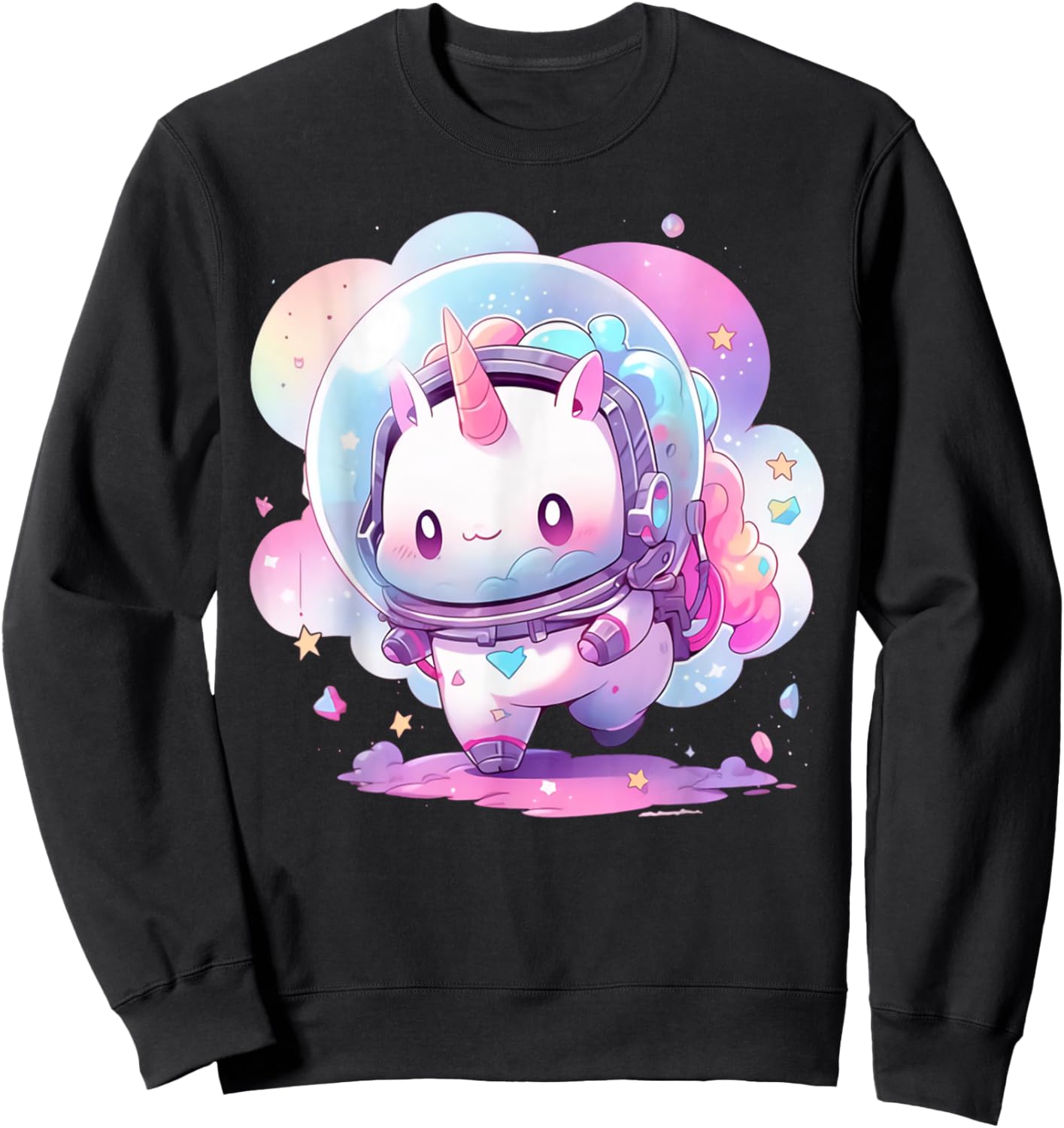 Astronaut Unicorn Cute Space Galaxy Toddler Girls Kids Women Sweatshirt - Sweatshirt | Black