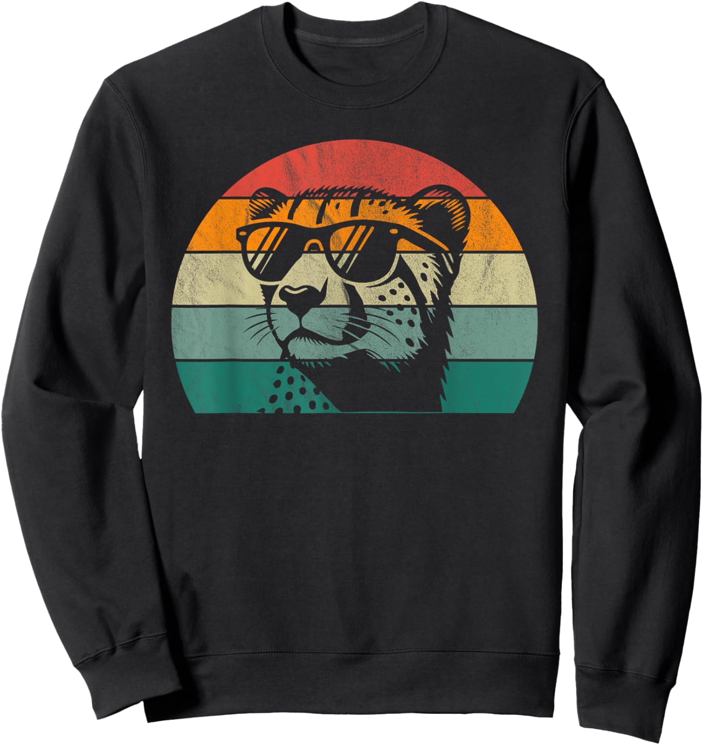 Retro Cheetah Design (Multi-Colour) | Sunset Cheetah , black, S Sweatshirt - Sweatshirt | Black
