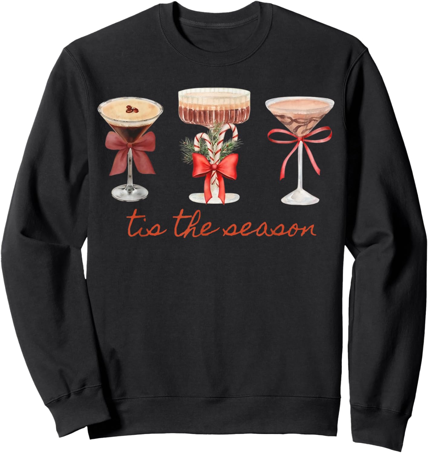 Tis The Season Espresso Martini Glasses Christmas Cocktail Sweatshirt - Sweatshirt | Black