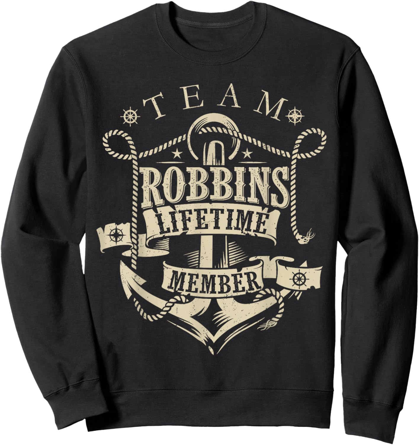 Team ROBBINS Lifetime Member Vintage ROBBINS Family Name Sweatshirt - Sweatshirt | Black