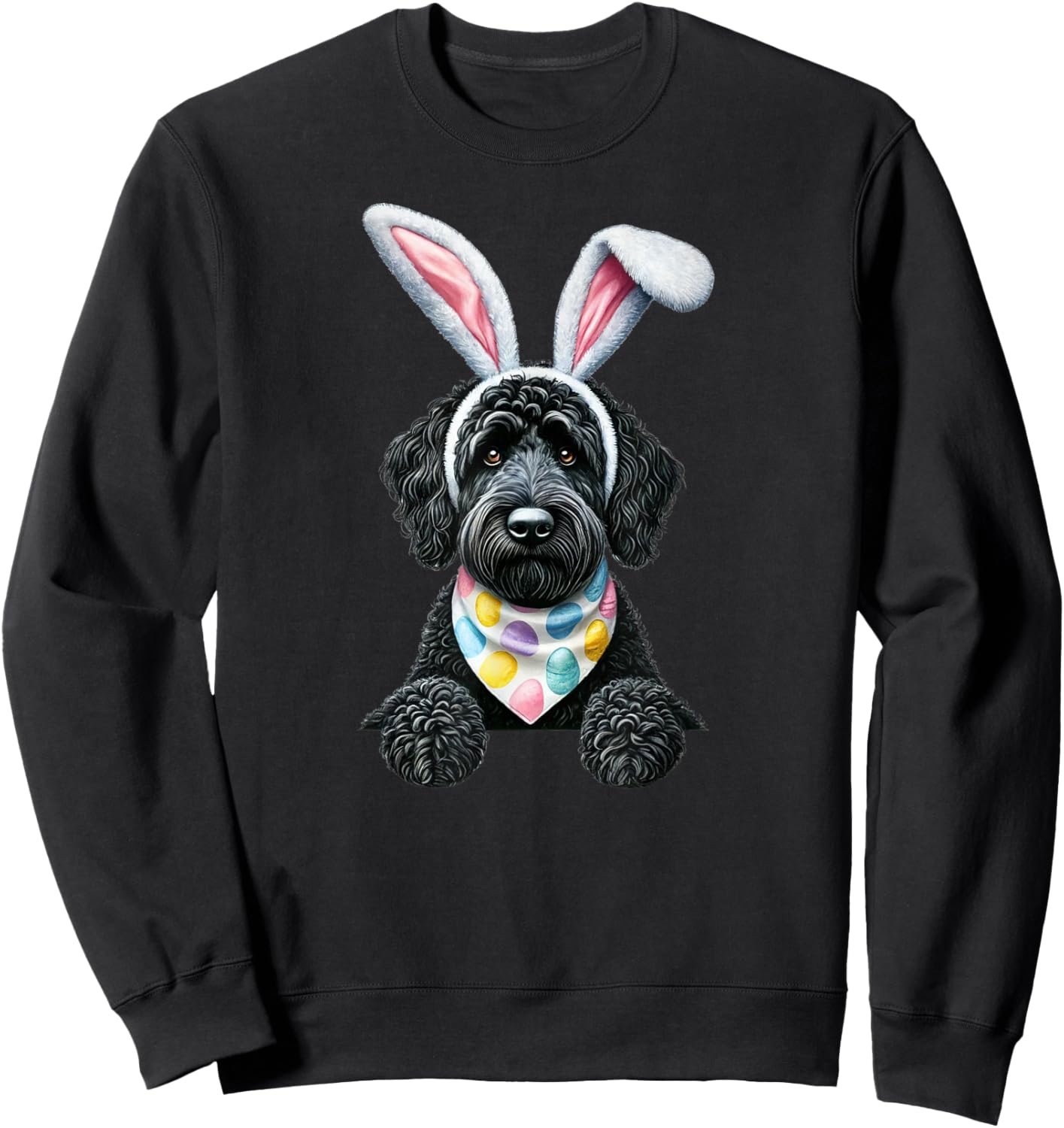 Easter Dog Bunny Spring Goldendoodle Dog Easter Egg Hunting Sweatshirt - Sweatshirt | Black