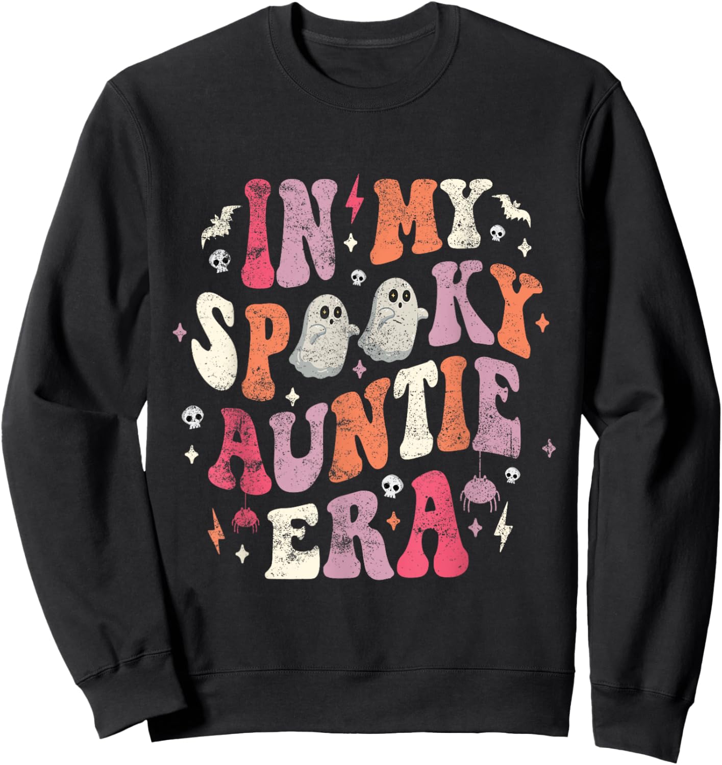 In My Spooky Auntie Era Funny Ghost Auntie Halloween Sweatshirt - Sweatshirt | Black