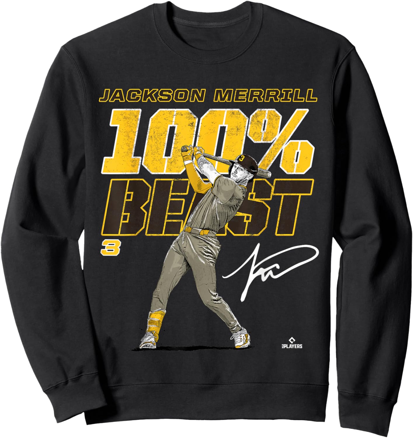 100% Beast Jackson Merrill San Diego Baseball MLBPA Sweatshirt - Sweatshirt | Black