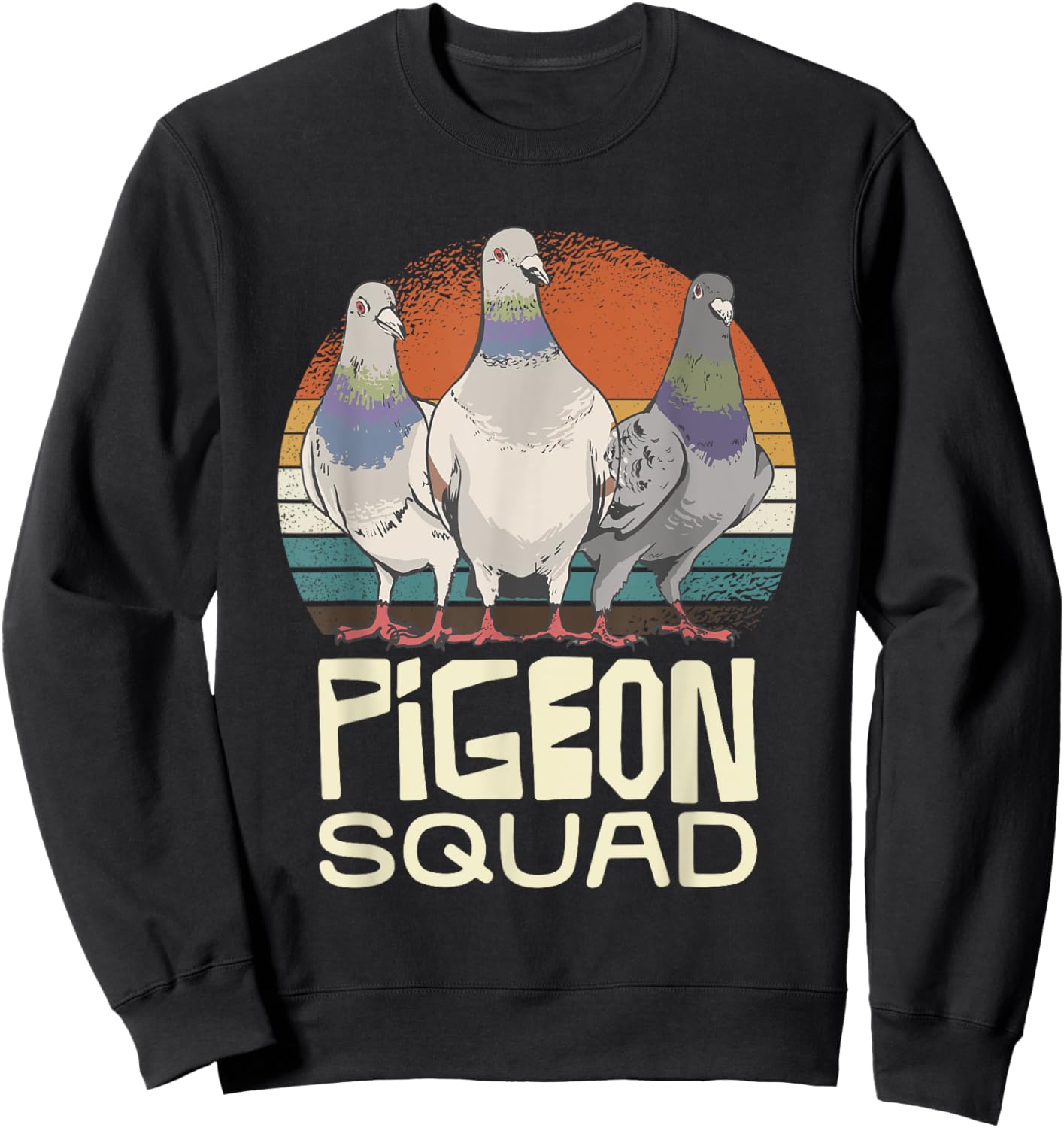 Pigeon Squad Retro Birds Unite Vibes Sweatshirt - Sweatshirt | Black