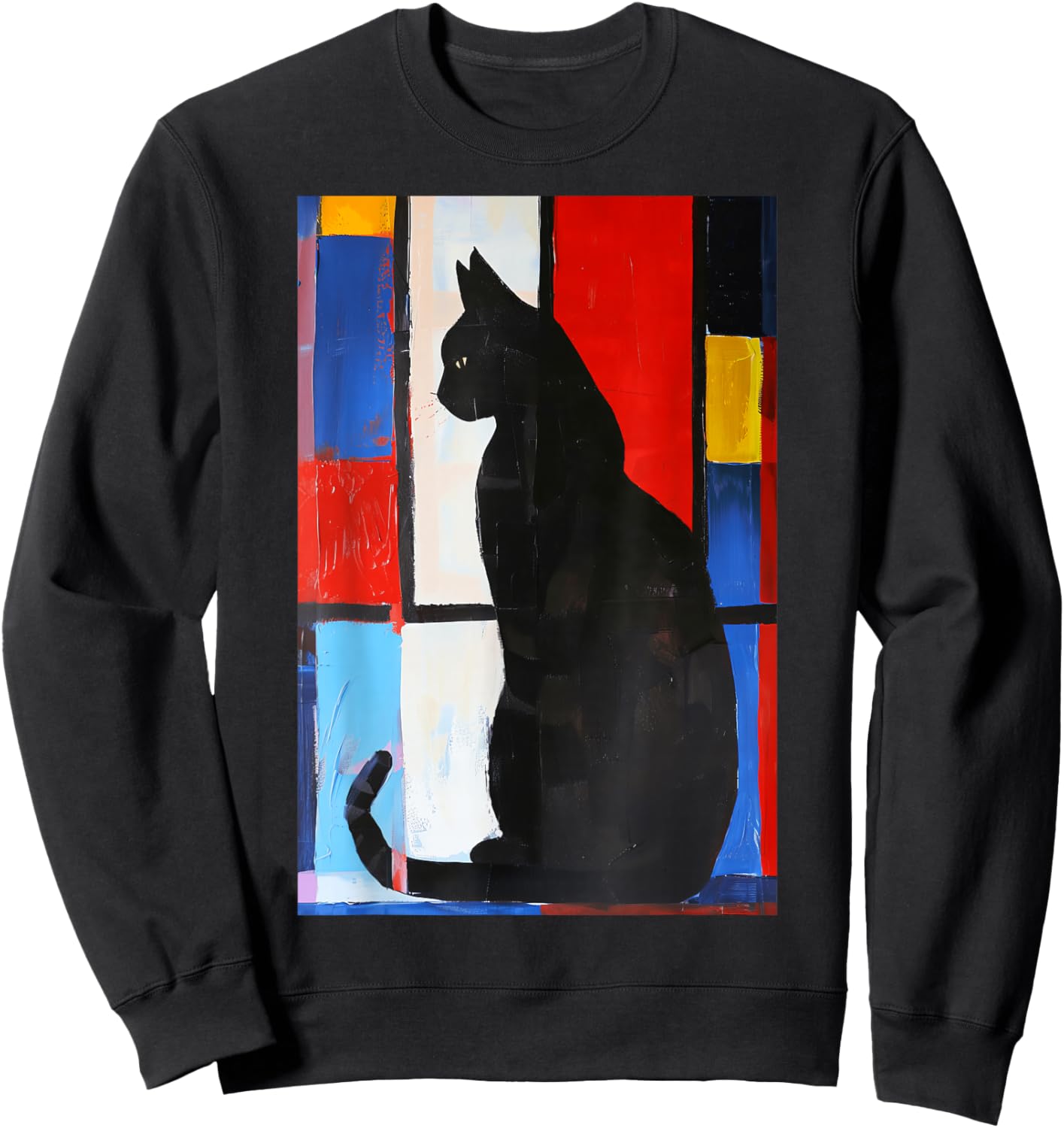 Cat Abstract Art Sweatshirt - Sweatshirt | Black