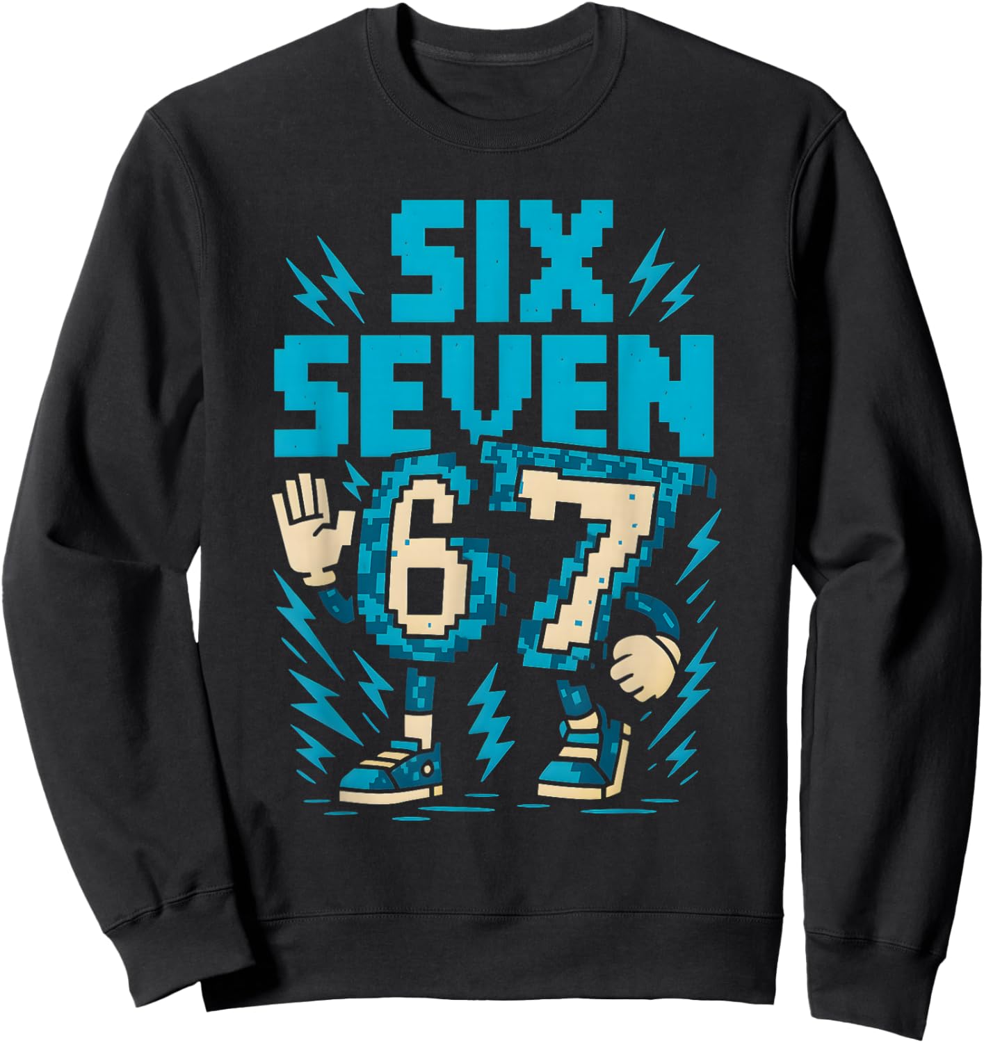 Six Seven 67 Pixel Gamer Bekleidung Retro Block Style Bekleidung Sweatshirt - Sweatshirt | Black