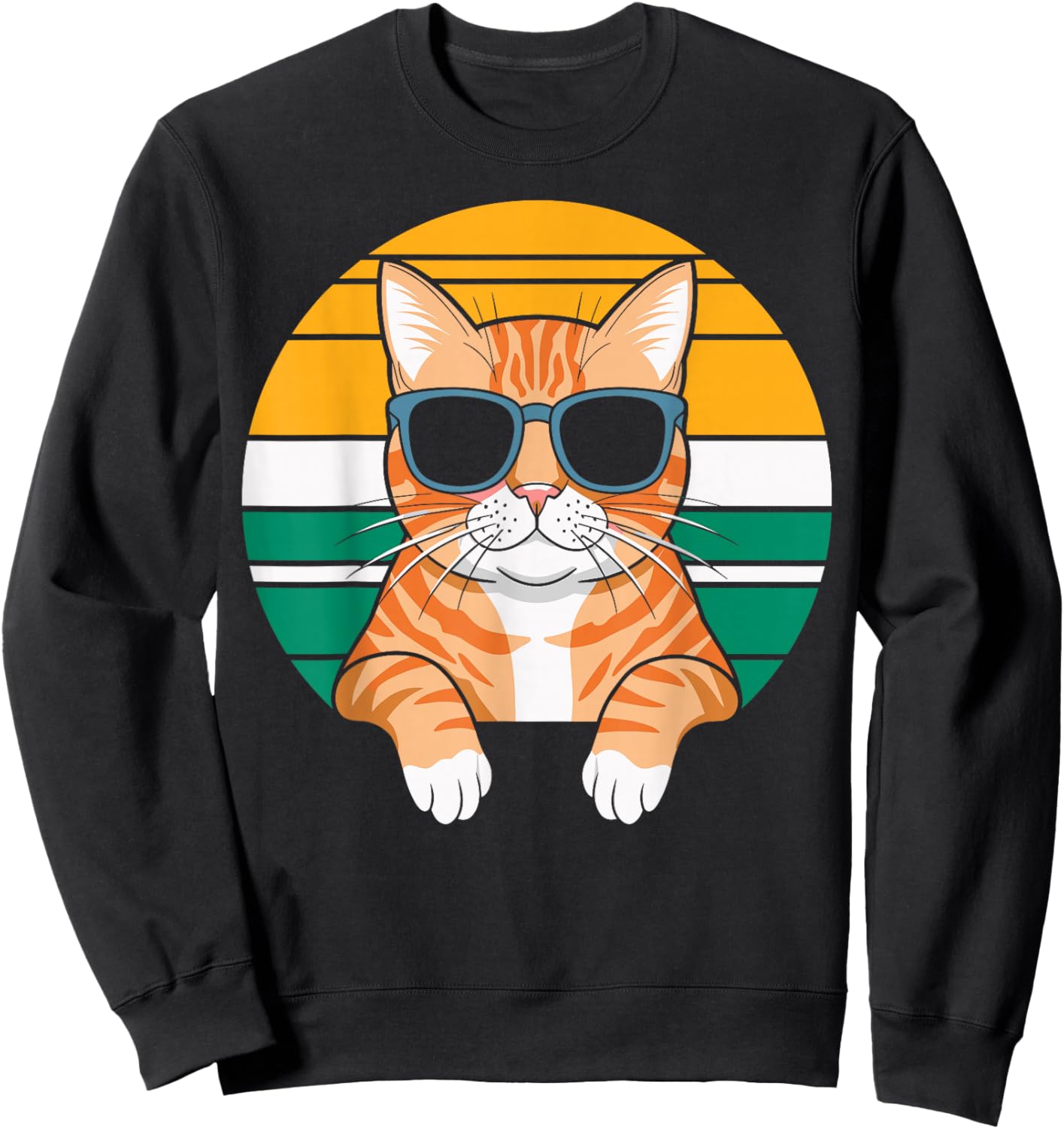 Orange Tabby Cat With Sunglasses Orange Cat Sweatshirt - Sweatshirt | Black