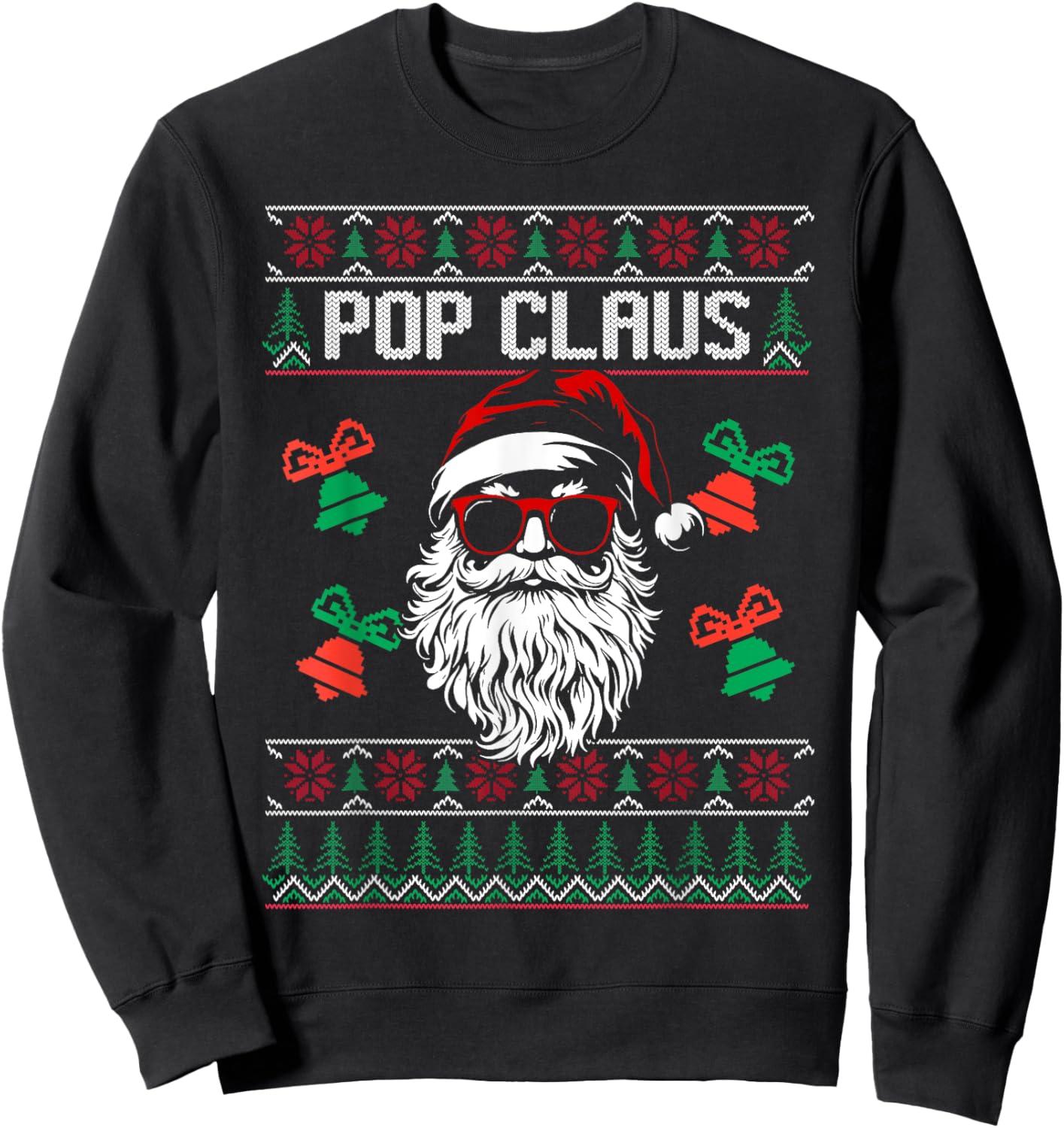 POP CLAUS Christmas Santa Claus Matching Family Pajamas Sweatshirt - Sweatshirt | Black