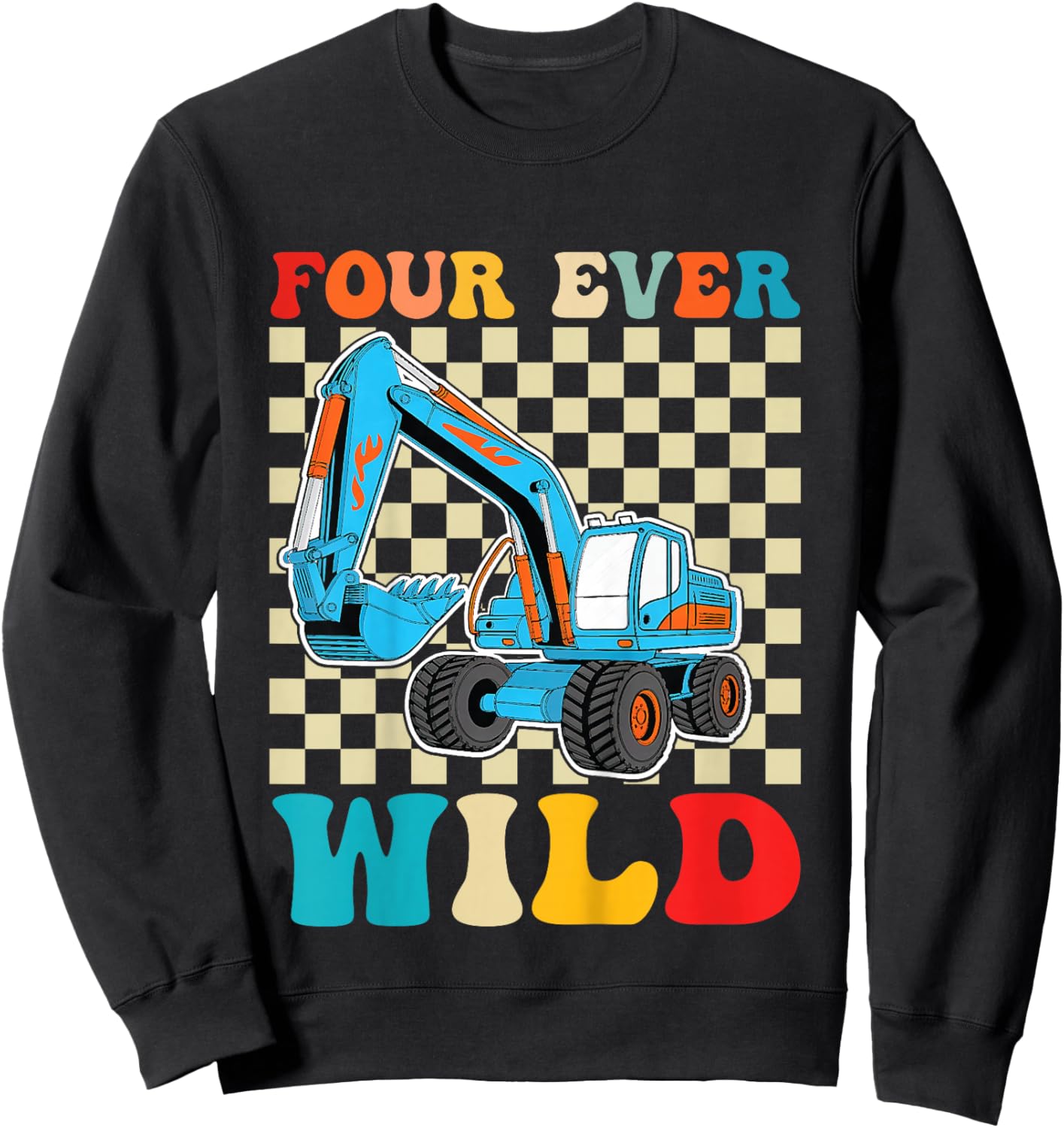 Four 4yr 4th Birthday Construction Boy 4 Years Old Boys Sweatshirt - Sweatshirt | Black