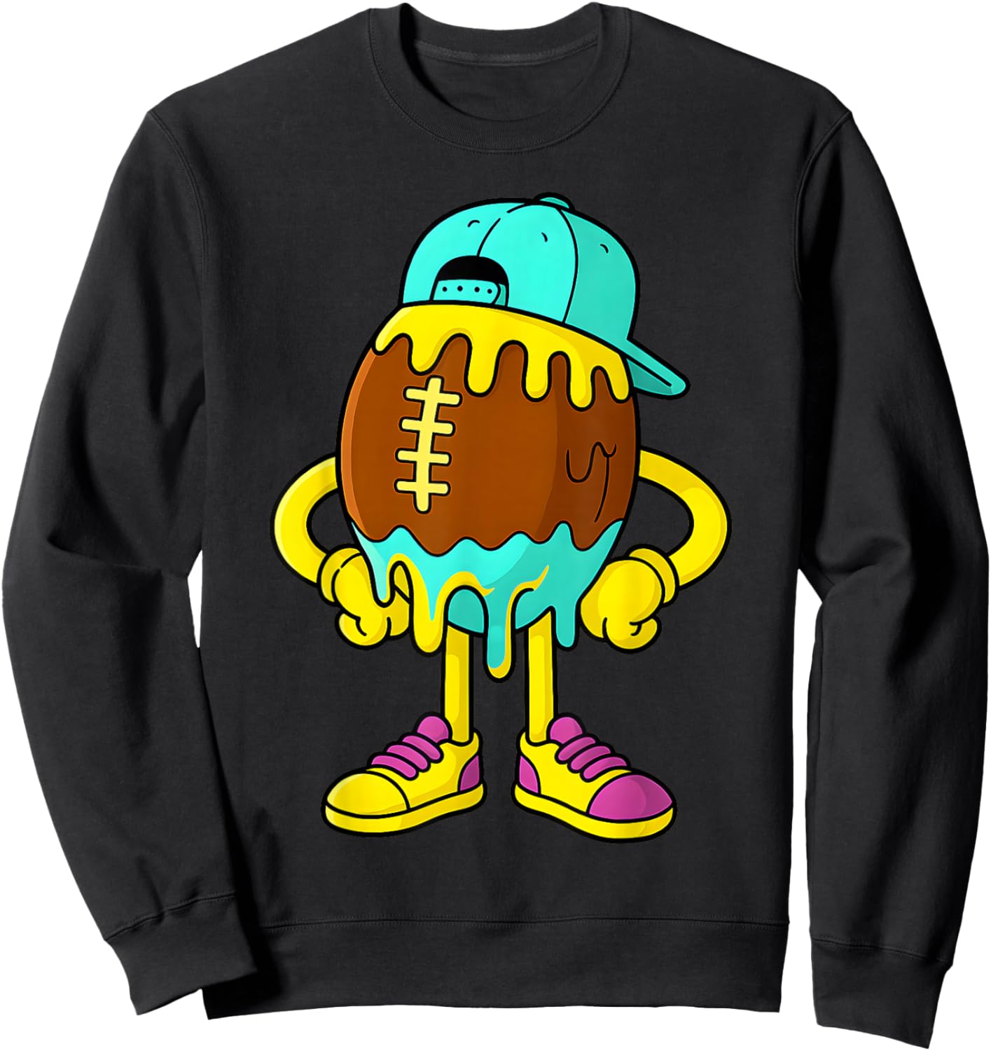 Football Drip Boys Football Ice Cream Drip Character Sweatshirt - Sweatshirt | Black