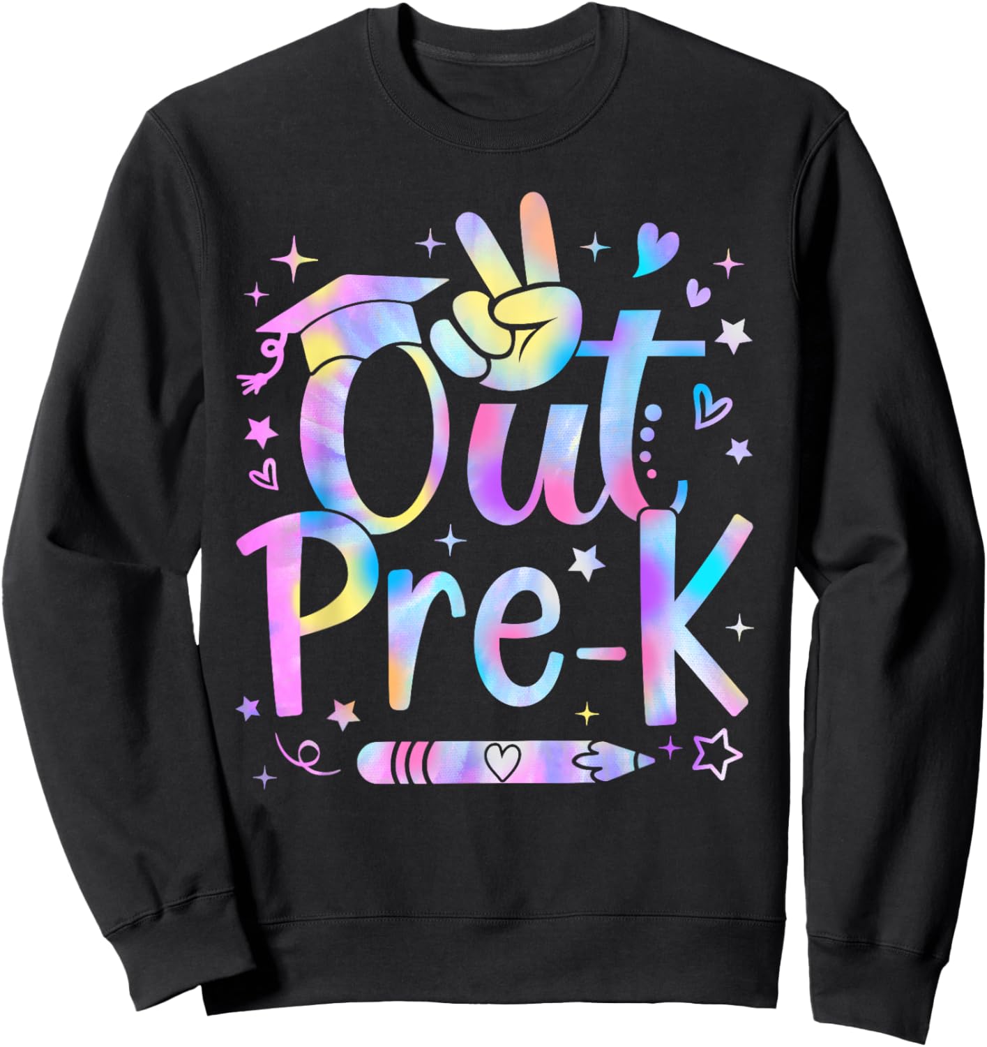Peace Out Pre-K Cute Tie Dye Last Day Of School Boy Girl Sweatshirt - Sweatshirt | Black