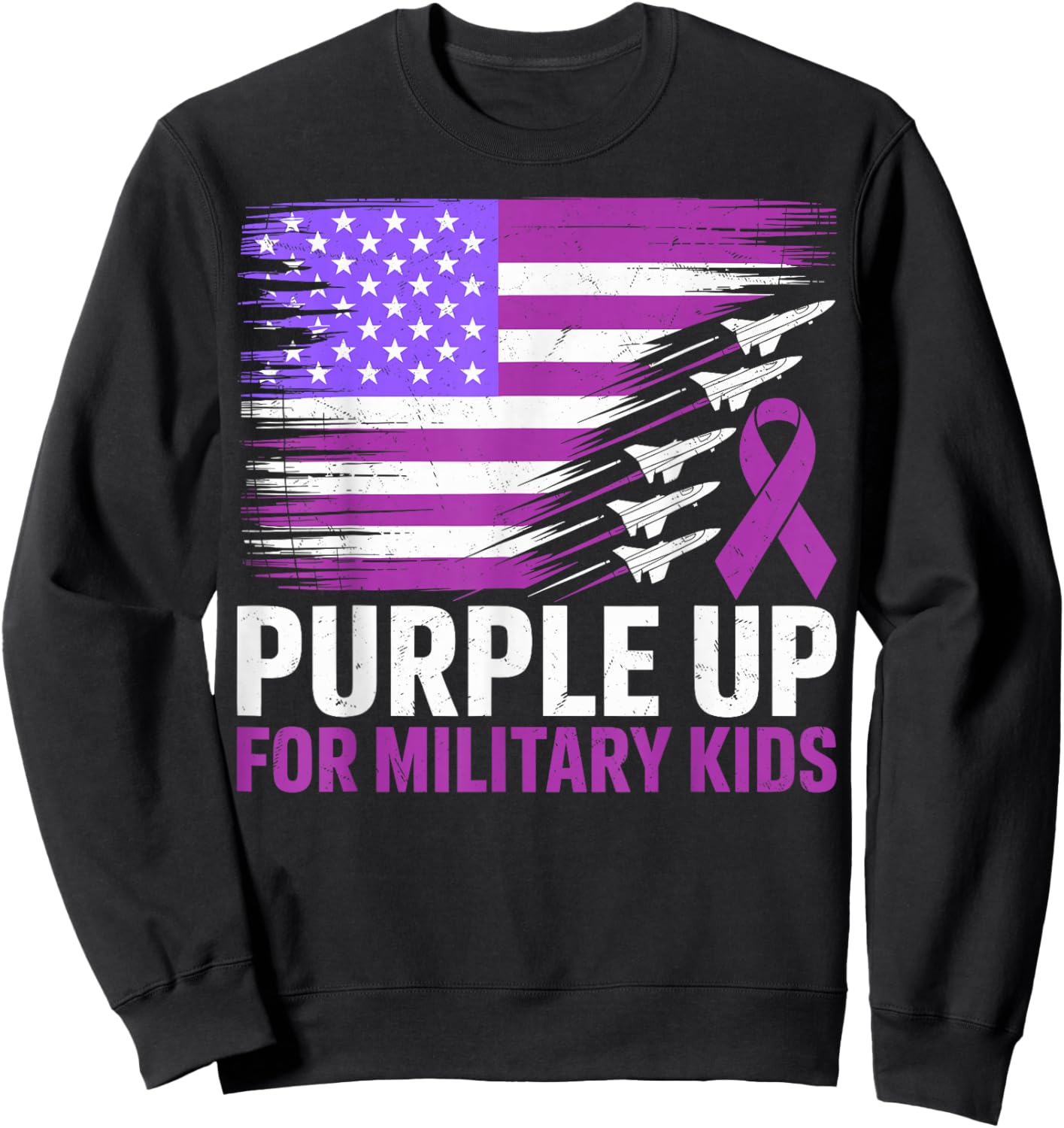 Purple Up for Military Kids Military Child Month Sweatshirt - Sweatshirt | Black