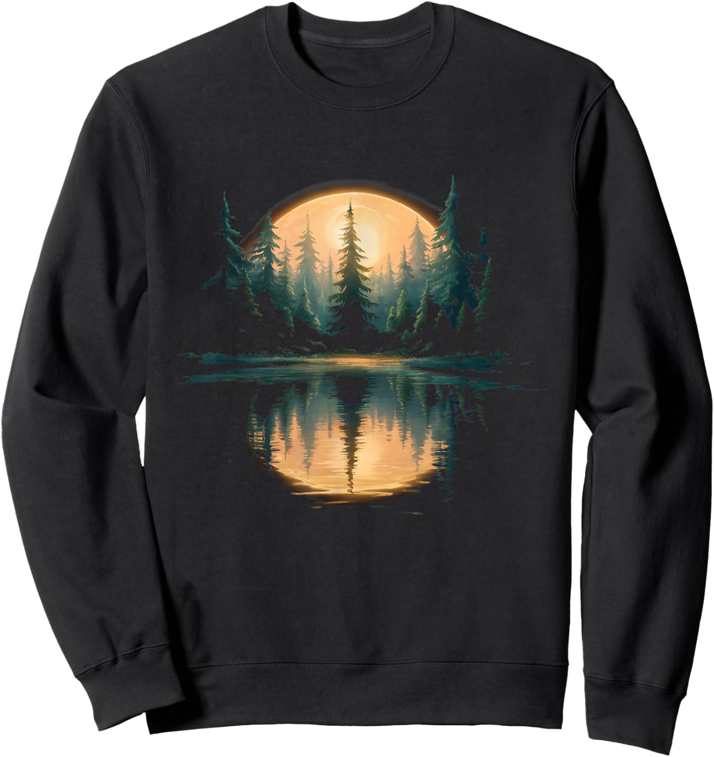 Wildlife Trees Outdoors Nature Retro Forest Graphic Sweatshirt - Sweatshirt | Black