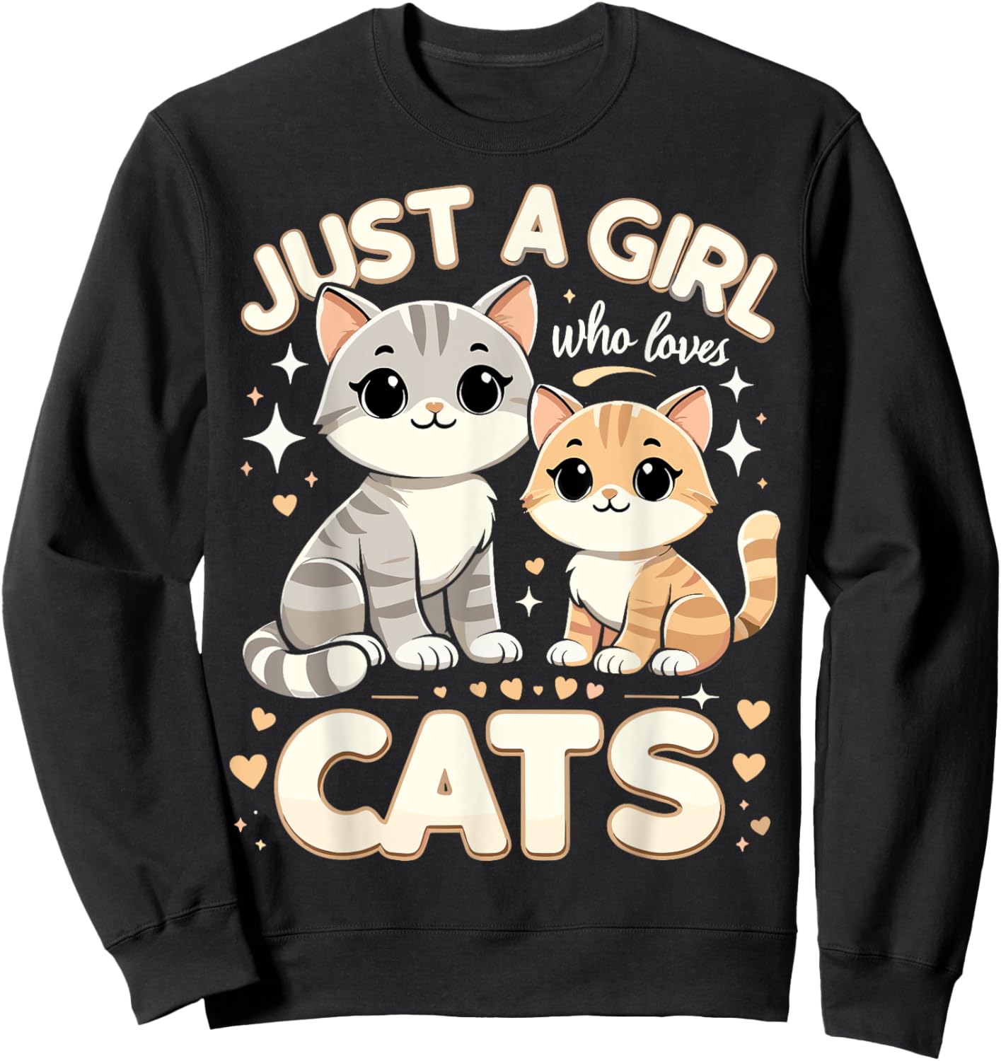 Cute Cat Just A Girl Who Loves Cats Sweatshirt - Sweatshirt | Black