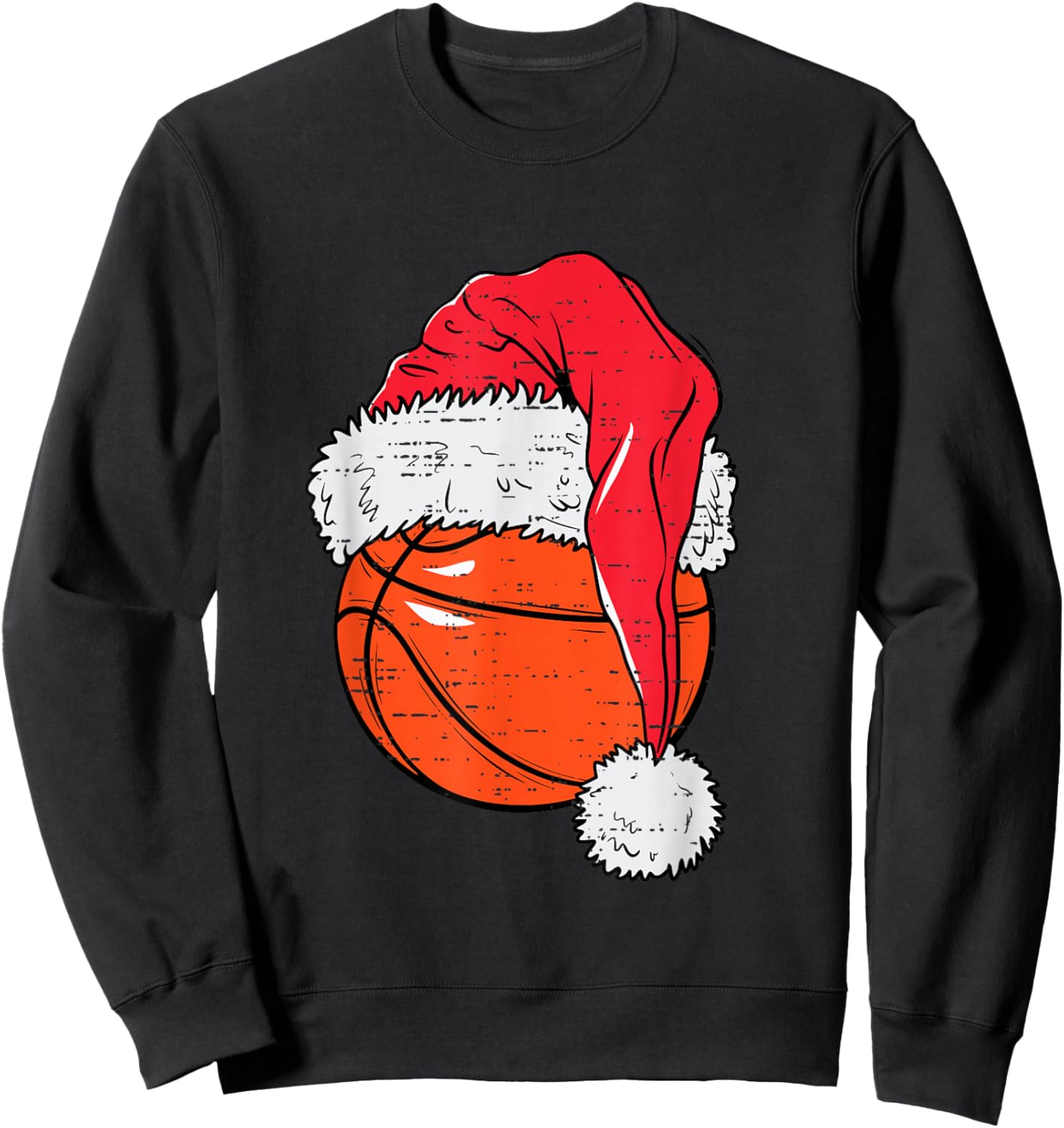 Funny Basketball Ball Santa Hat Christmas Xmas Men Boys Kids Sweatshirt - Sweatshirt | Black