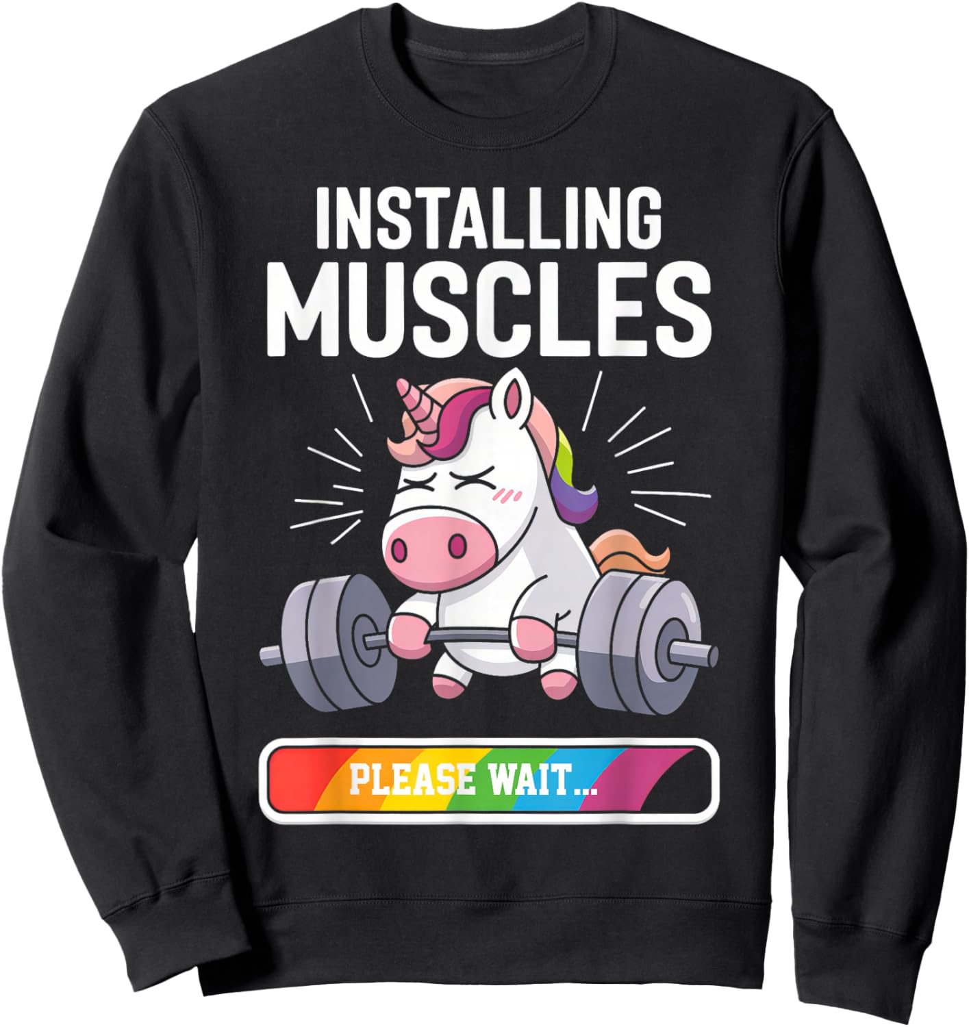 Installing Muscles Unicorn Workout Gym Fitness Weightlifting Sweatshirt - Sweatshirt | Black