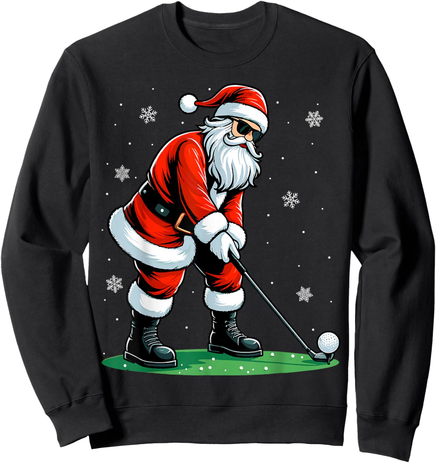Christmas Golf Santa Golfer Xmas Funny Christmas Golfing Sweatshirt - Sweatshirt | Black