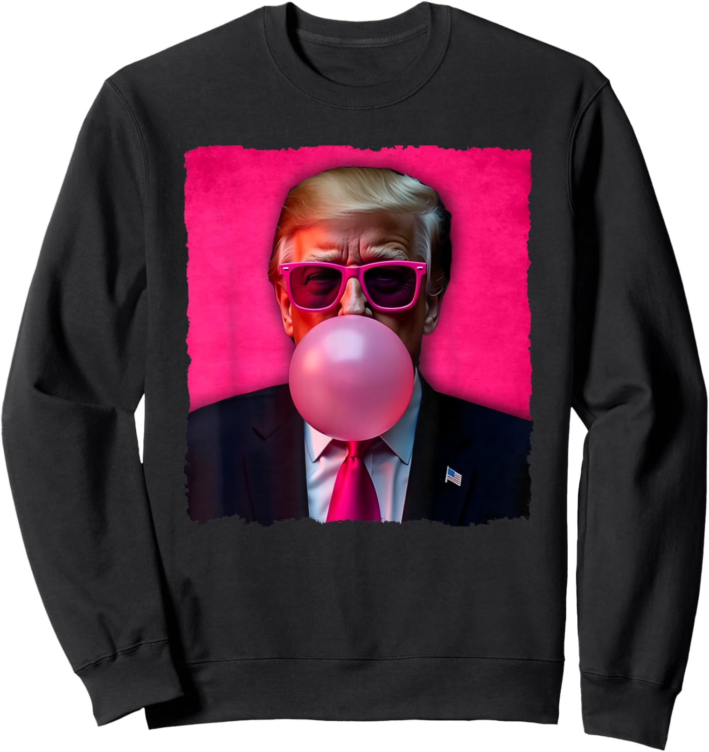Trump Bubble Gum Pink Sunglasses Funny Sweatshirt - Sweatshirt | Black