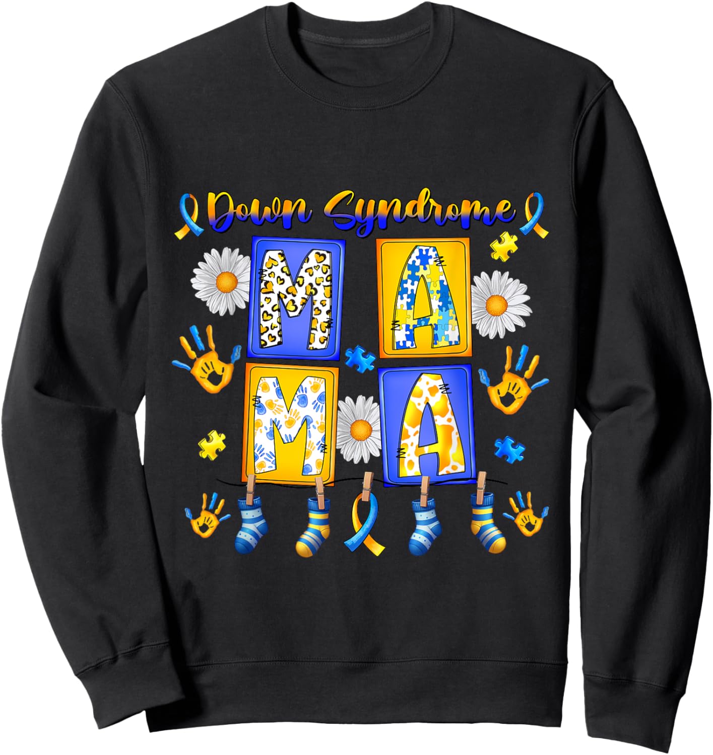 Down Syndrome Mama Rock your socks groovy the lucky few Sweatshirt - Sweatshirt | Black