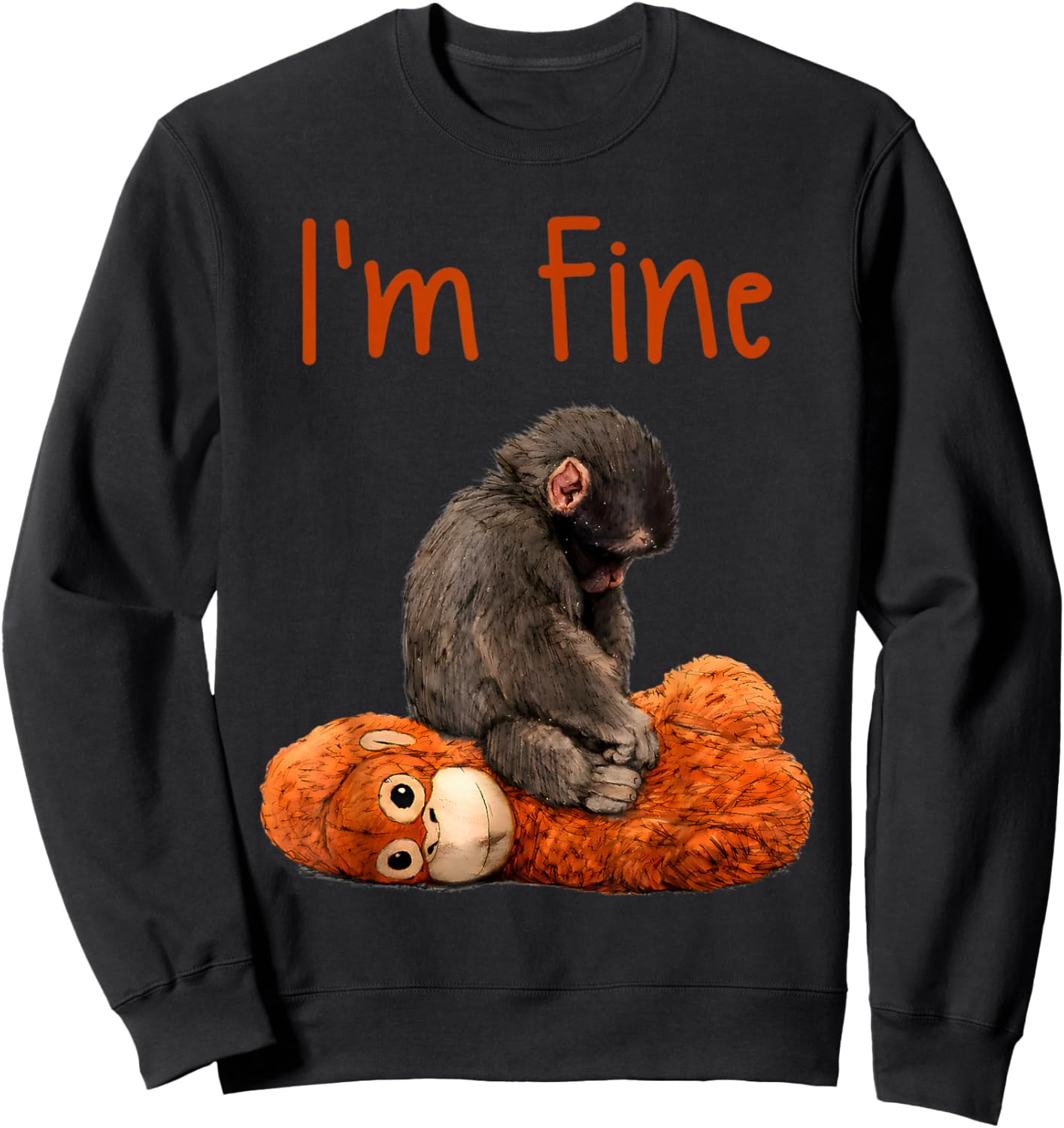 I’m Fine Cute Baby Monkey Punch Men Women Kids Sweatshirt - Sweatshirt | Black