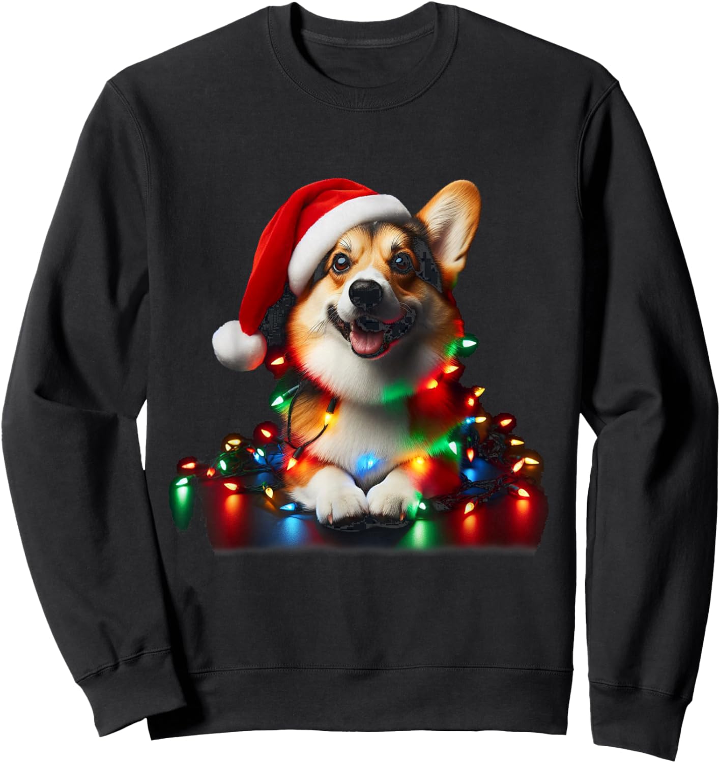 Corgi Santa Christmas Tree Lights Boys Men Corgmas Dog Sweatshirt - Sweatshirt | Black