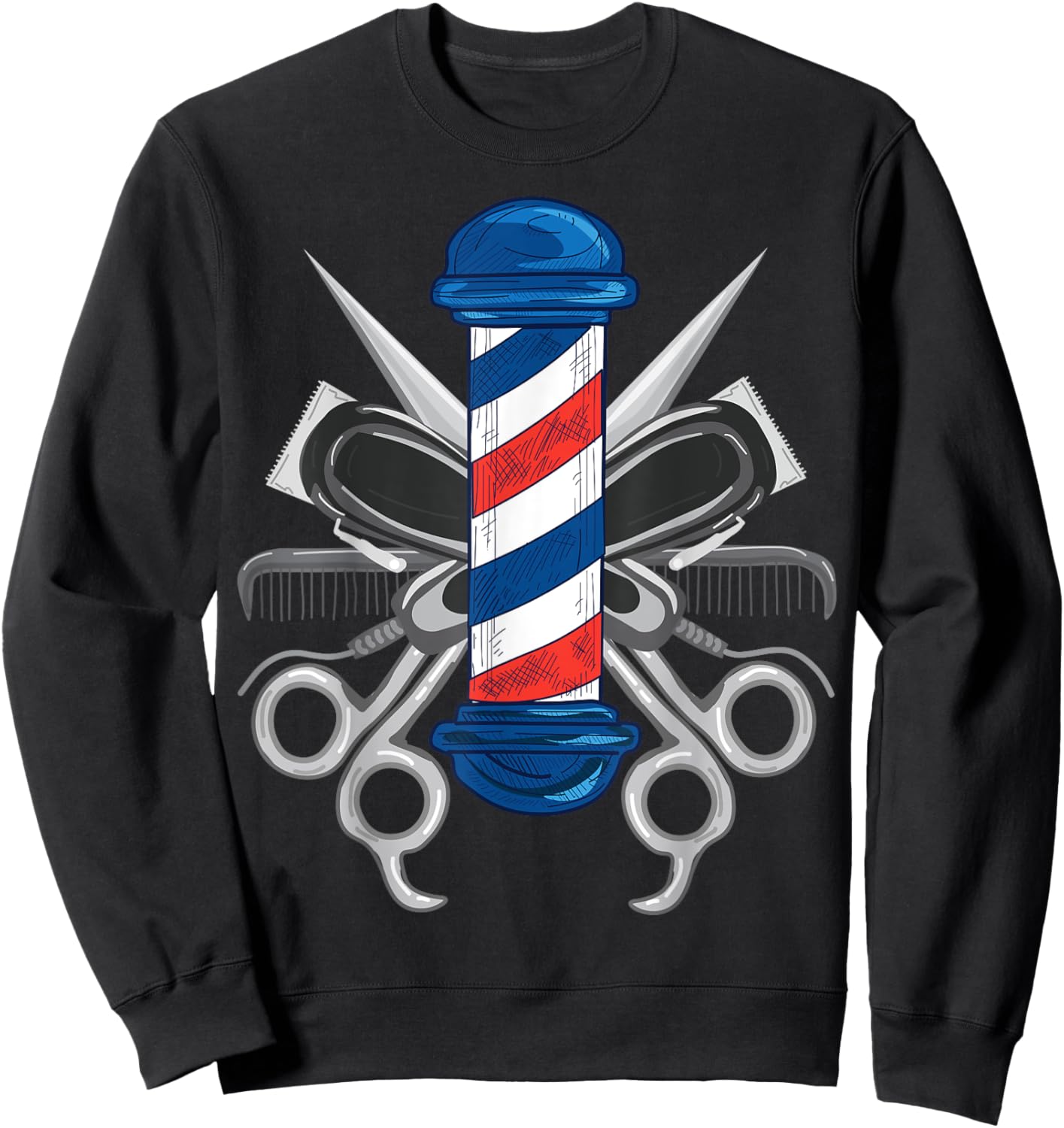 Barber Design Women Barber Pole Hairdresser Barber Sweatshirt - Sweatshirt | Black