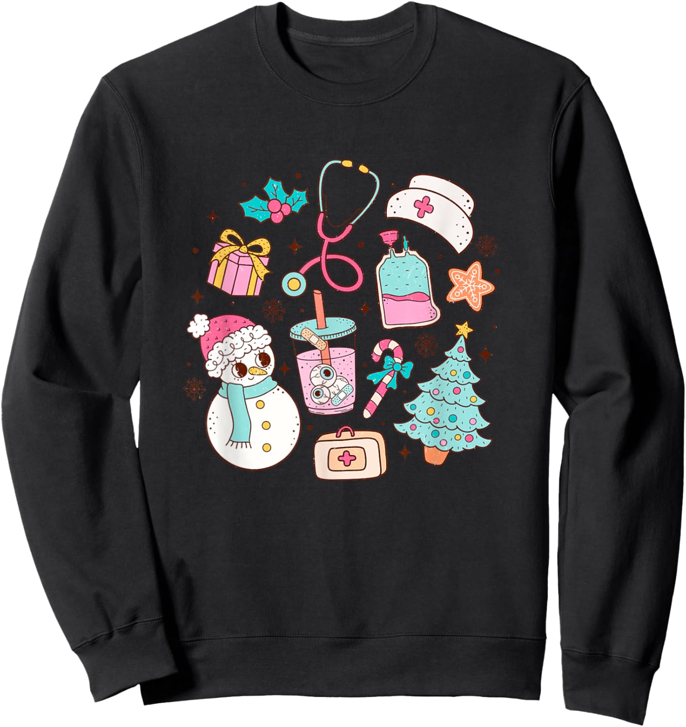 Cute Matching Christmas Nurse Medical Sweatshirt - Sweatshirt | Black