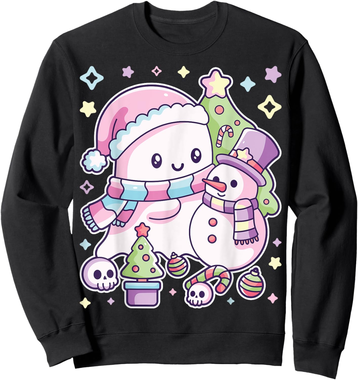 Christmas Ghost Lil Boo Xmas Girls Kids Toddler Pastel Sweatshirt - Sweatshirt | Black