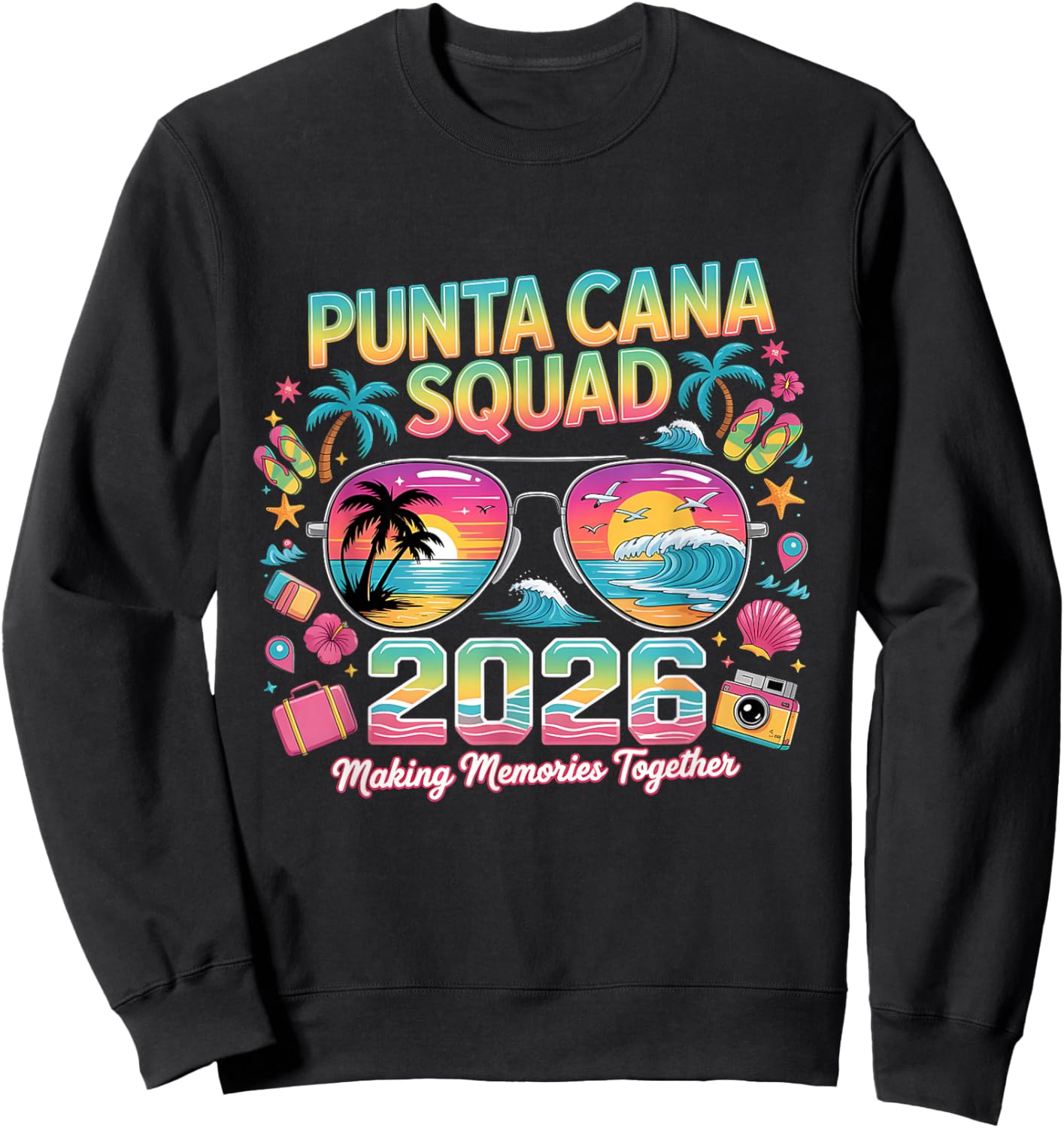 Punta Cana Squad 2026 Tropical Vacation Crew Sweatshirt - Sweatshirt | Black
