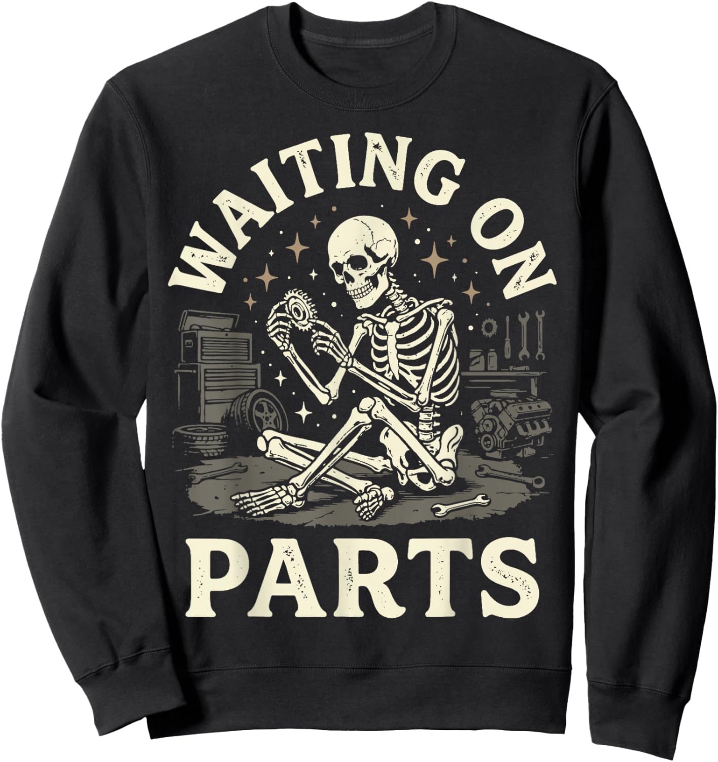 Waiting On Parts Skeleton Sweatshirt - Sweatshirt | Black