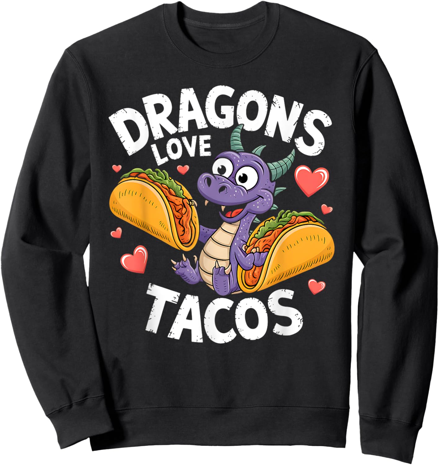 Cute Cinco De Mayo Dragons Love Tacos Mexican Food Kids Boys Sweatshirt - Sweatshirt | Black