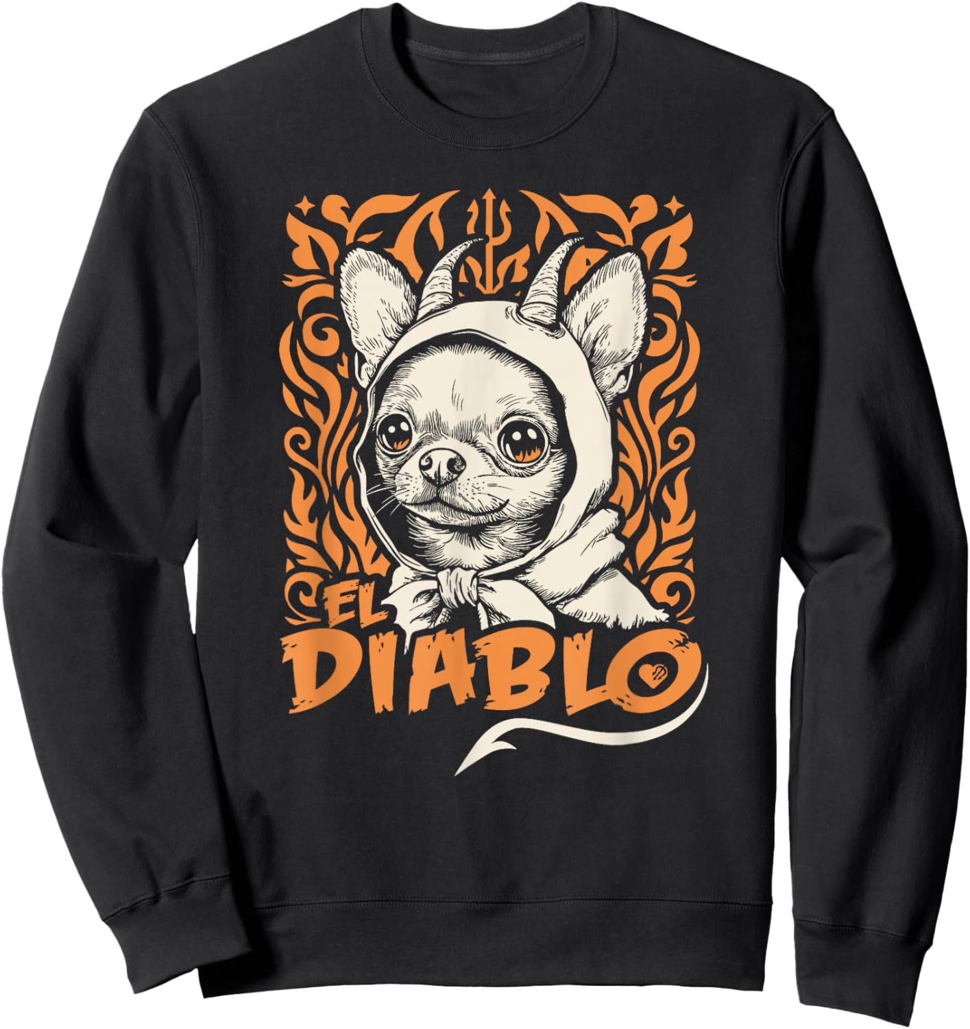 Funny Cute Spooky Ghost El Diablo Chihuahua Halloween Dog Sweatshirt - Sweatshirt | Black