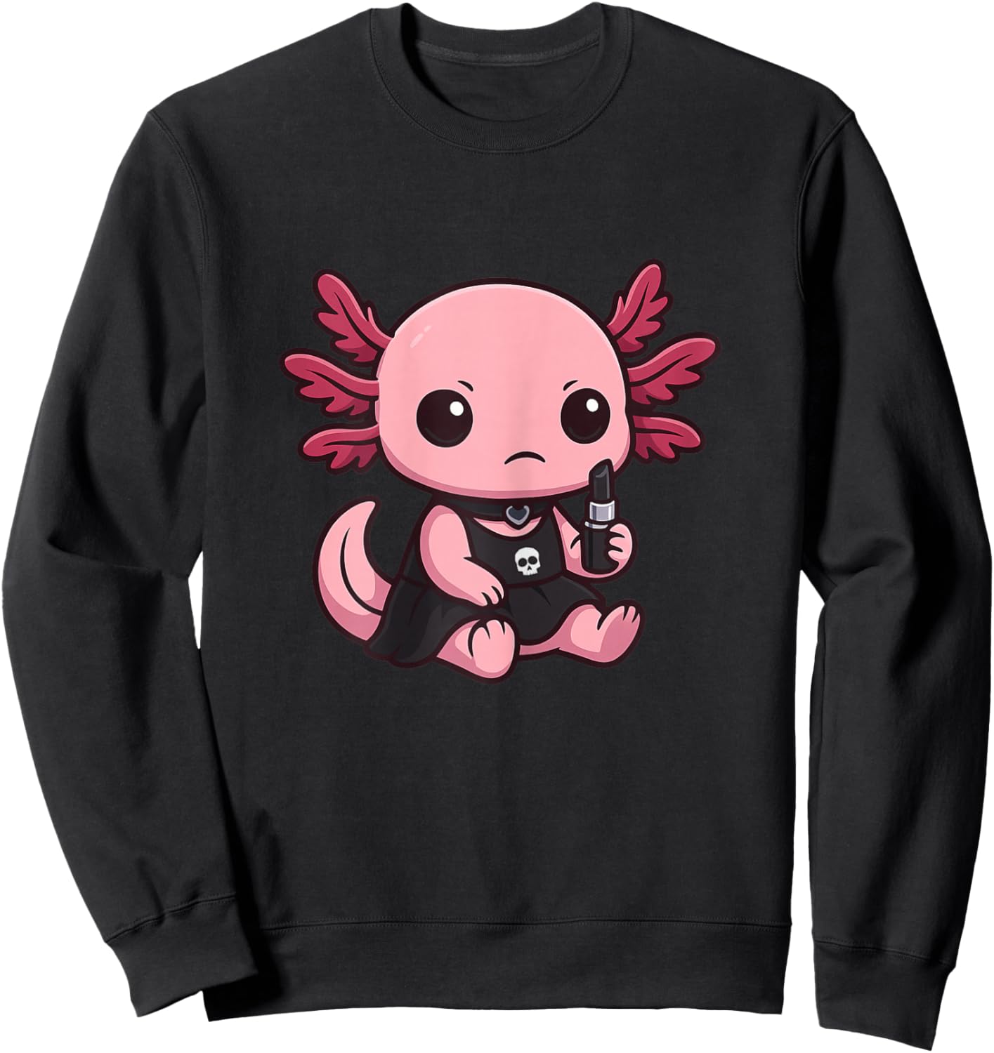 Gothic Emo Axolotl – Cute Goth Aesthetic Axolotl Art Sweatshirt - Sweatshirt | Black