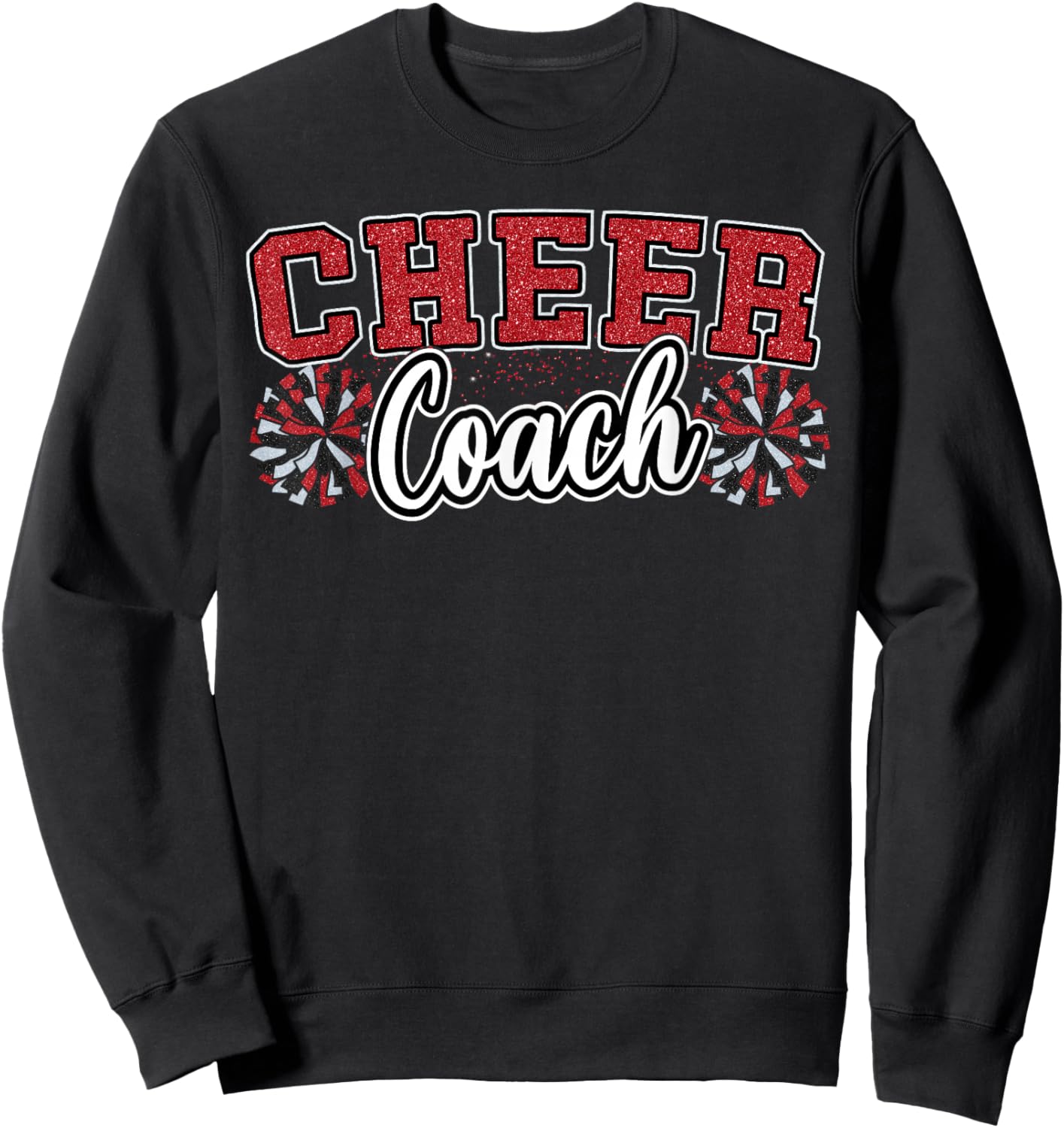 Loud Proud Cheer Coach Pom Poms Red Black Cheerleader Women Sweatshirt - Sweatshirt | Black