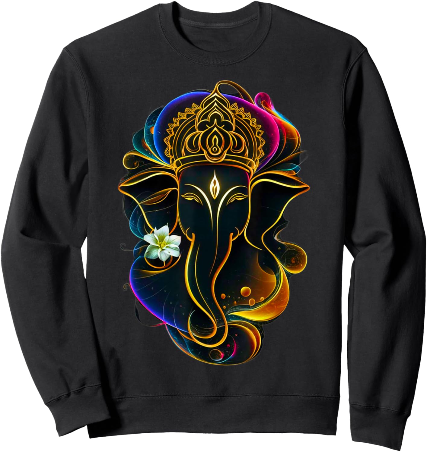 Hindu Ganesha Puja Elephant God India Meditation Yoga Murti Sweatshirt - Sweatshirt | Black