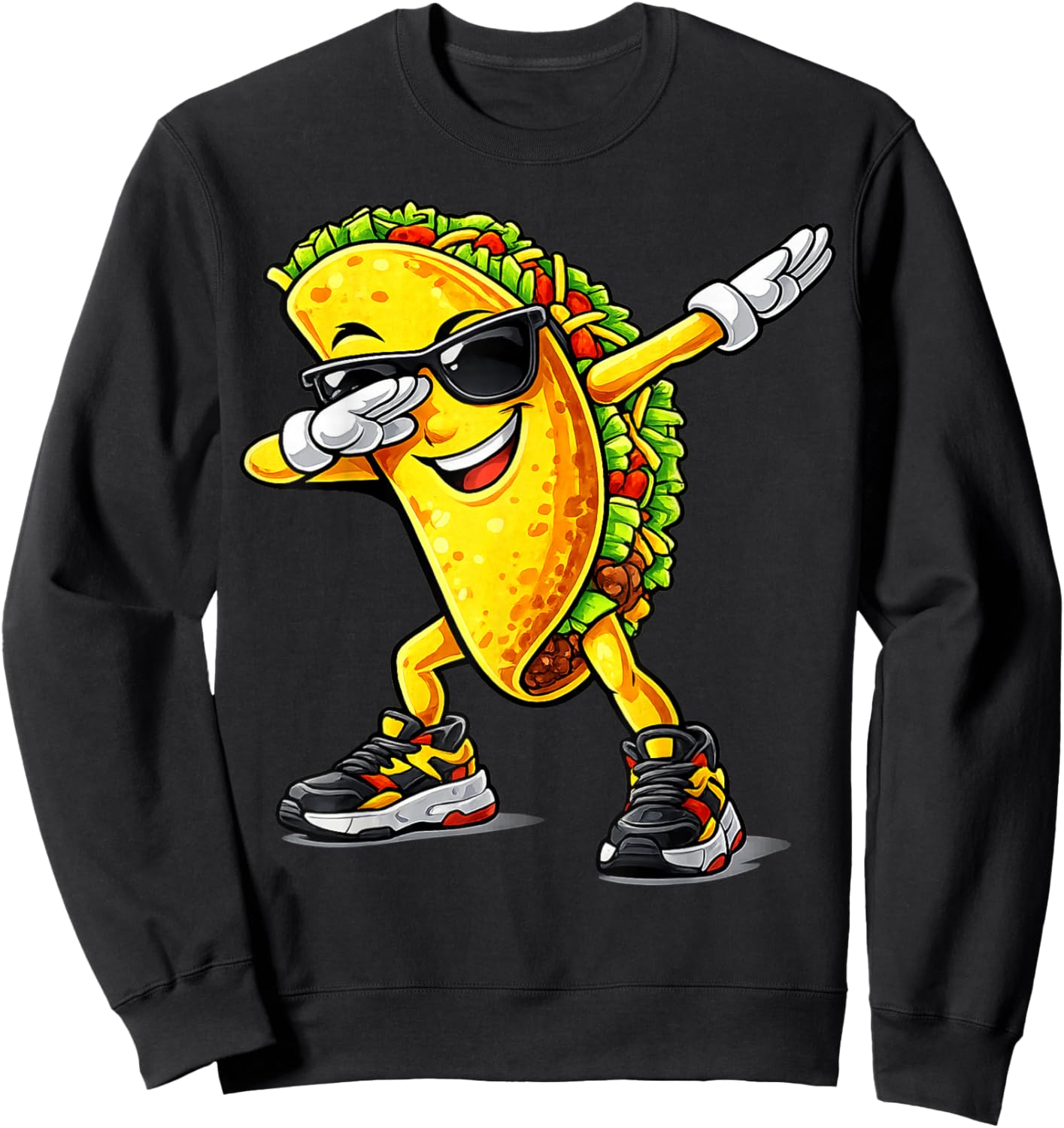 Dabbing Taco Cinco de Mayo Funny Mexican Food Dab Boys Kids Sweatshirt - Sweatshirt | Black