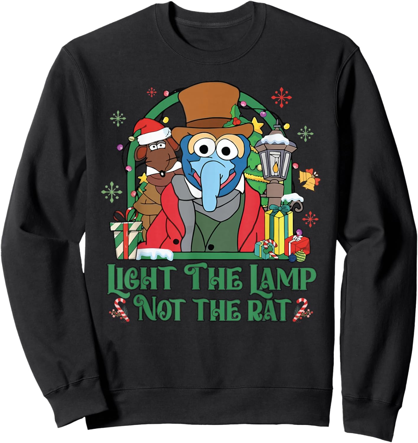 Light The Lamp Not The Rat Funny Christmas Sweatshirt - Sweatshirt | Black