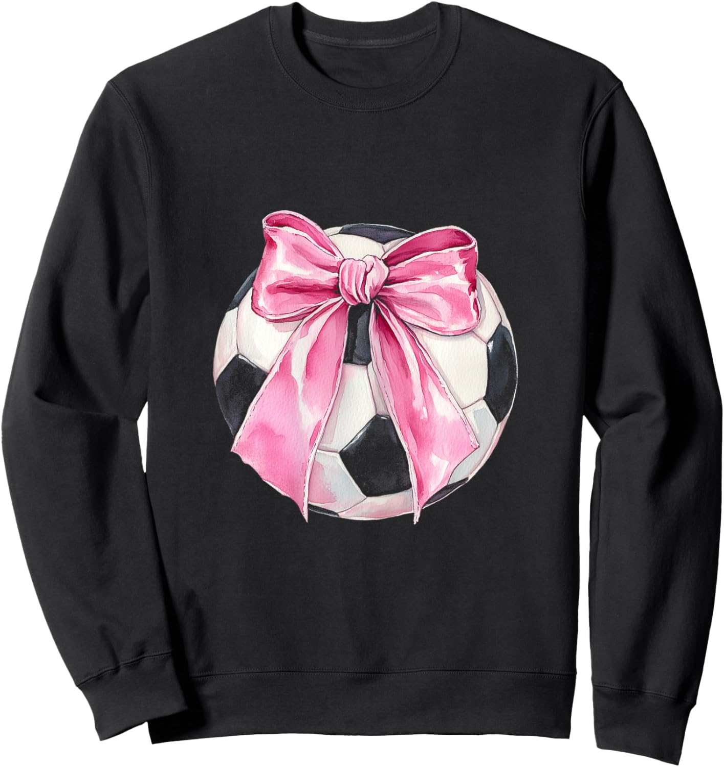 Soccer Ball Pink Coquette Bow Dainty Ribbon Girls Soccer Sweatshirt - Sweatshirt | Black