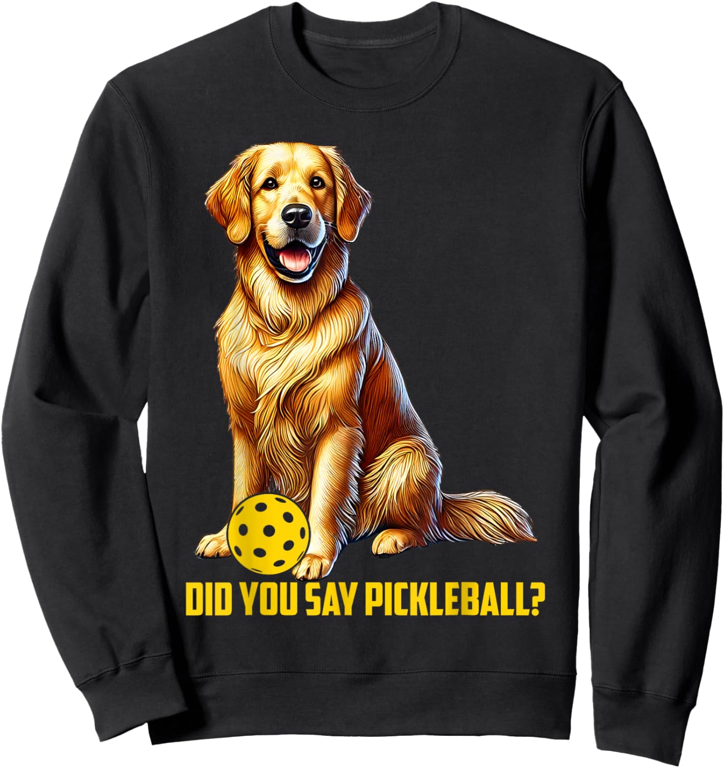 Cute Golden Retriever Pickleball Dog Women Girls Kids Sweatshirt - Sweatshirt | Black
