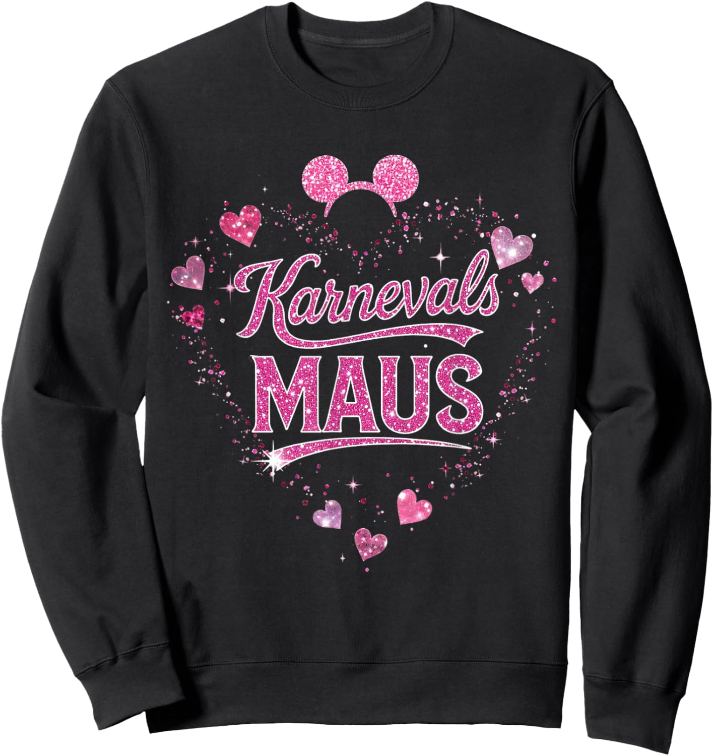 Carnival Mouse Glitter Hearts Festive Mouse Carnival Look Sweatshirt - Sweatshirt | Black