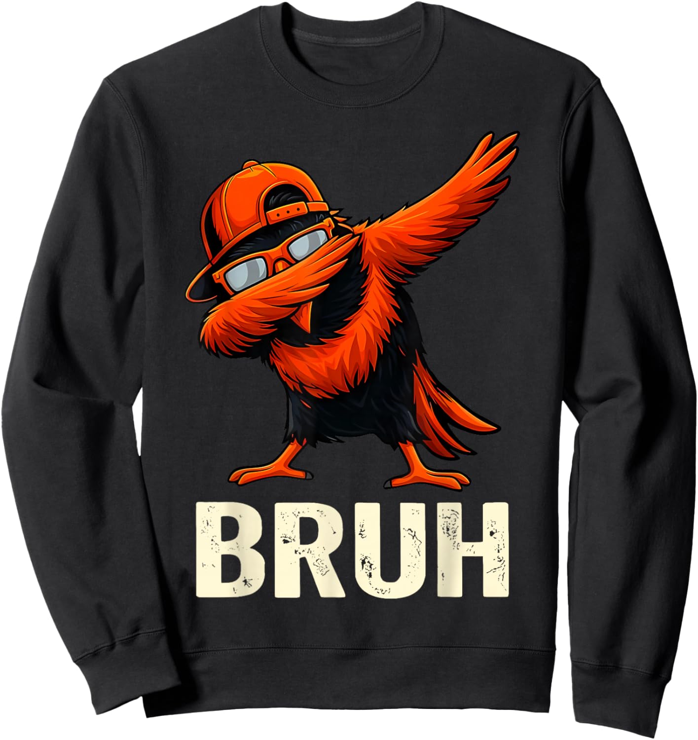 Oriole Dabbing Bruh Women Youth Toddler Kids Sweatshirt - Sweatshirt | Black