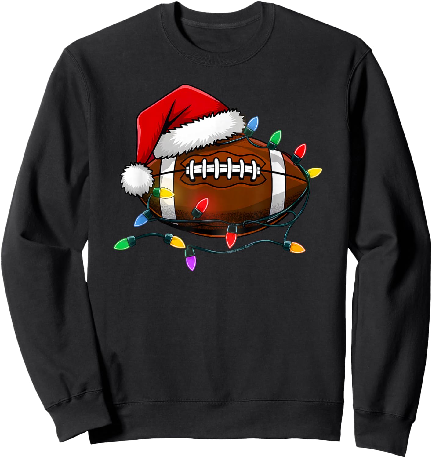 Christmas Football with Santa Hat Christmas Football Player Sweatshirt - Sweatshirt | Black
