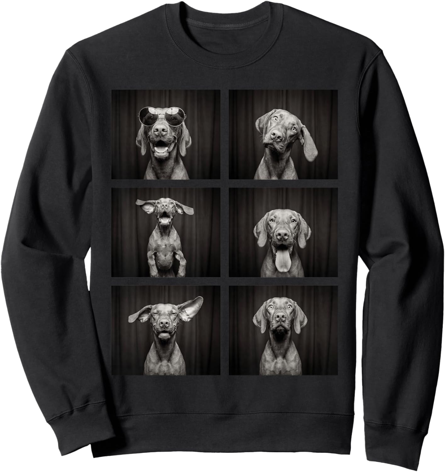 Vizsla Photobooth Dog Owner Funny Animal Portrait Sweatshirt - Sweatshirt | Black