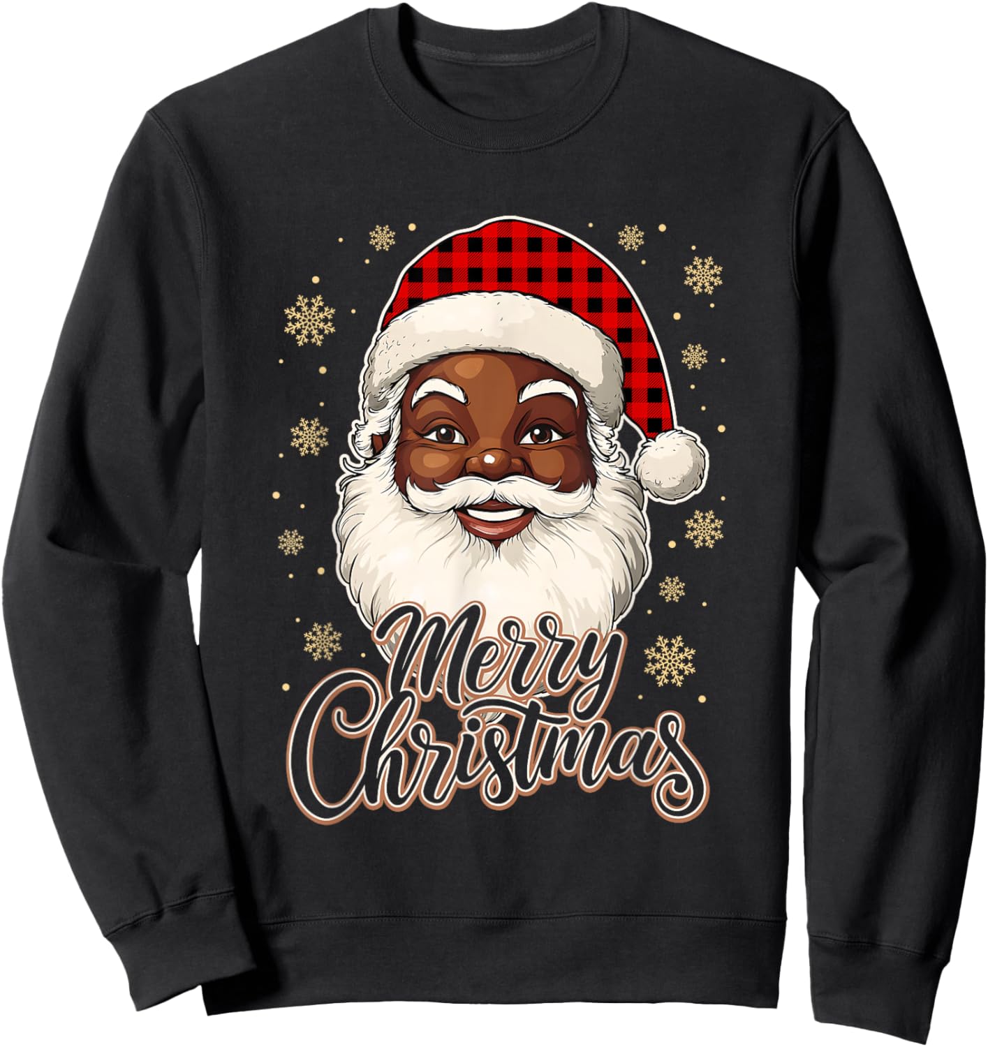 Black African American Christmas Santa Claus Afro Santa Men Sweatshirt - Sweatshirt | Black