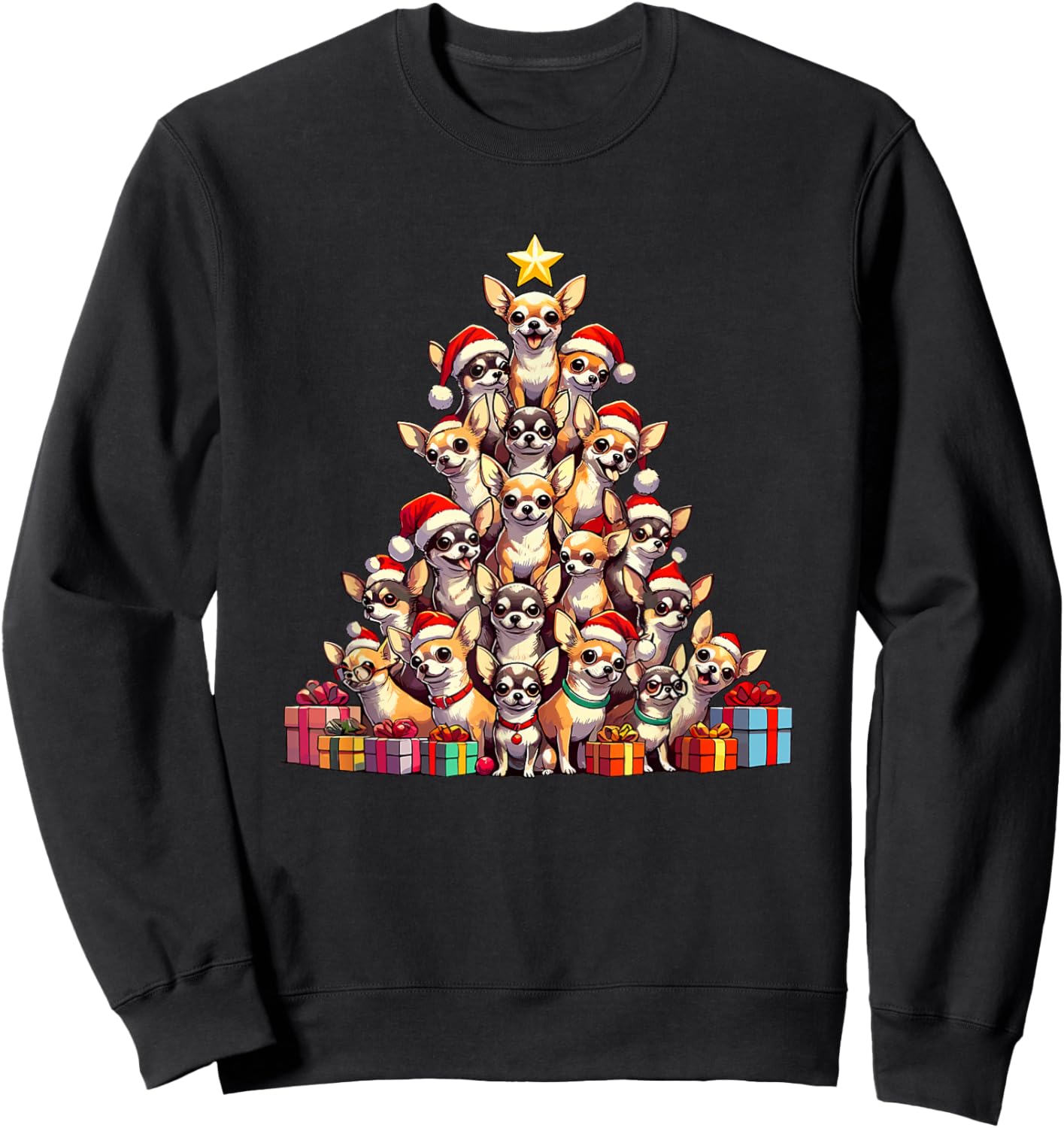 Christmas Tree Chihuahuas Chihuahua Sweatshirt - Sweatshirt | Black