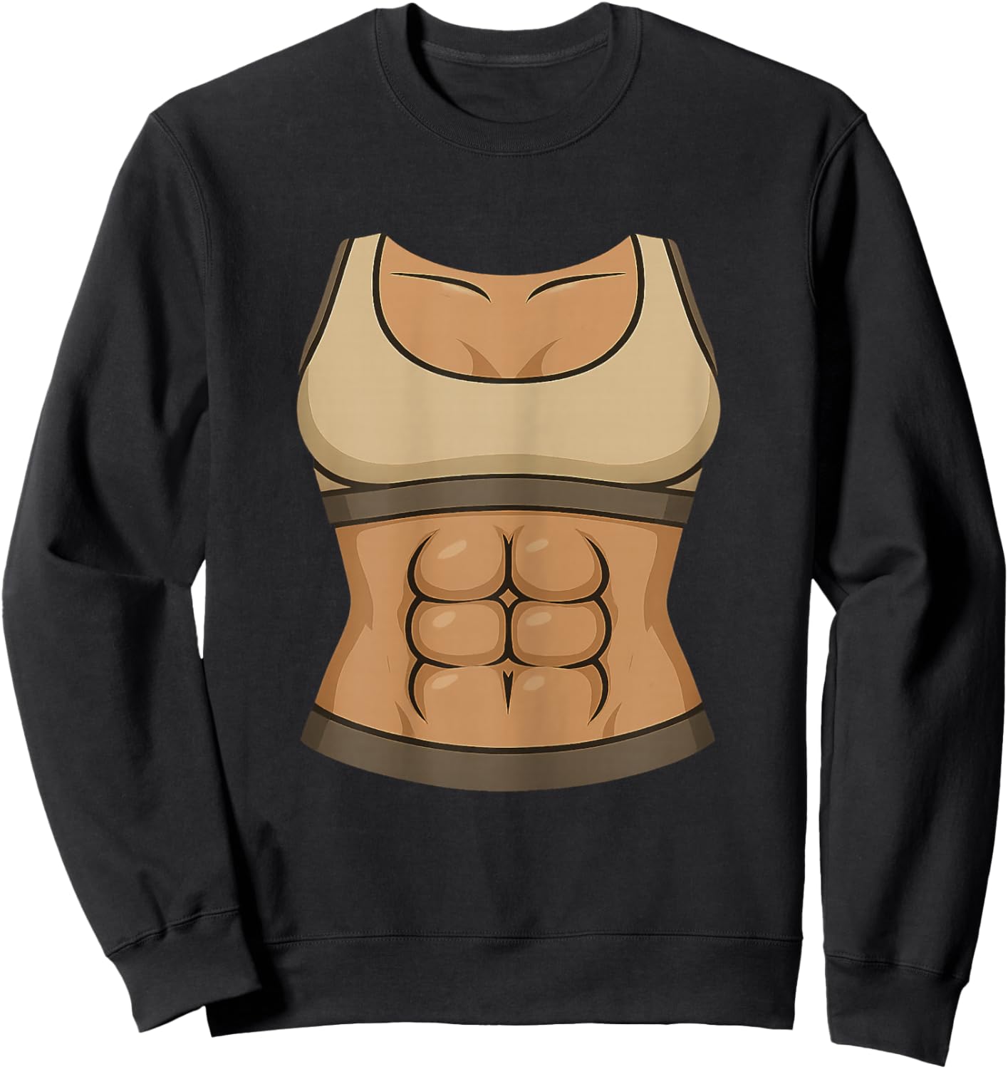 Women Ripped Abs Costume - Funny Lazy Halloween Sweatshirt - Sweatshirt | Black