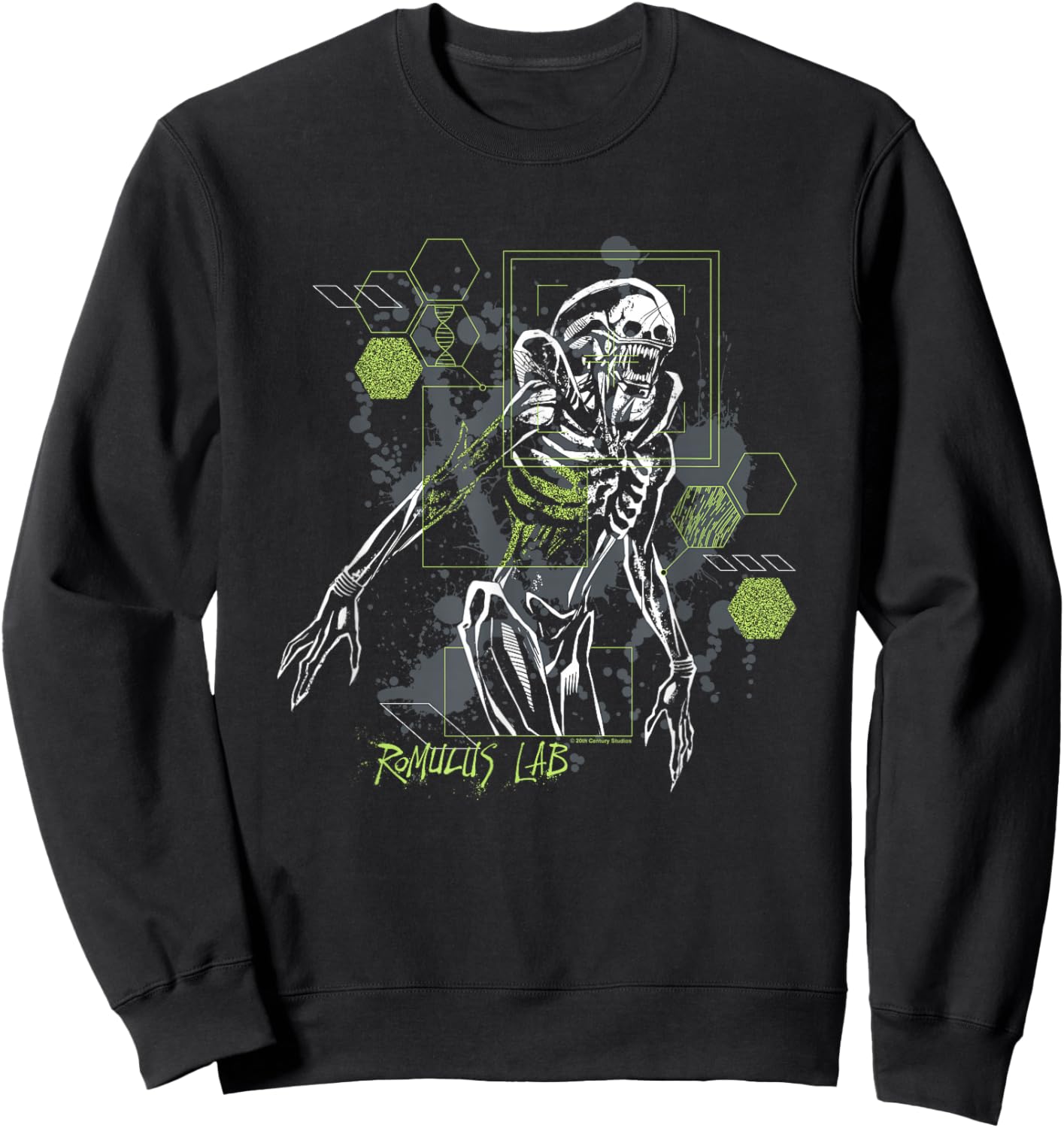 Alien: Romulus Distressed Neon Romulus Lab Schematic Sweatshirt - Sweatshirt | Black