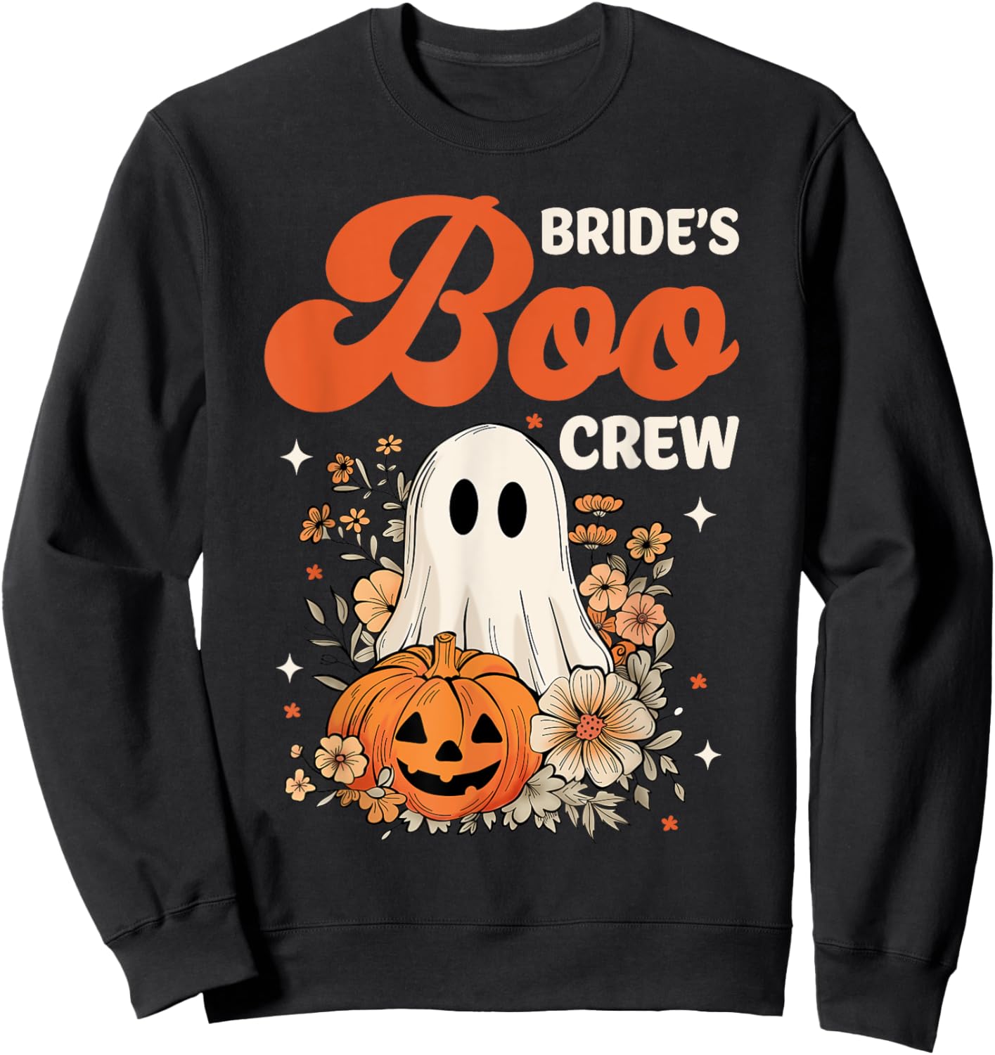 Bride's Boo Crew Wildflower Ghost Halloween Bachelorette Sweatshirt - Sweatshirt | Black