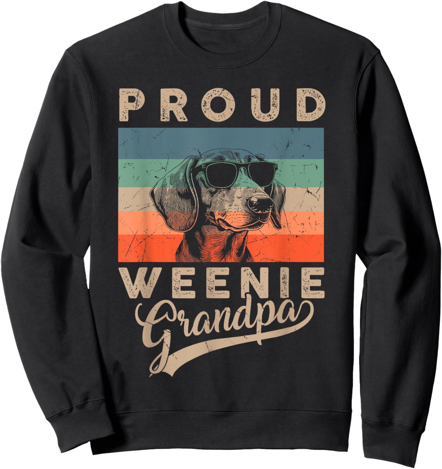 Vintage Proud Weenie Dog Grandpa Dachshund Dog Father's Day Women Kids Sweatshirt - Sweatshirt | Black