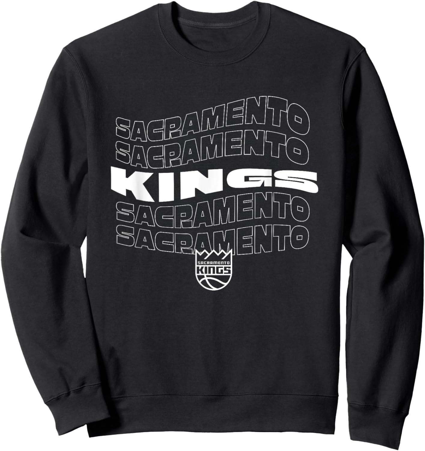 NBA Sacramento Kings Wave Outline Team Logo Sweatshirt - Sweatshirt | Black